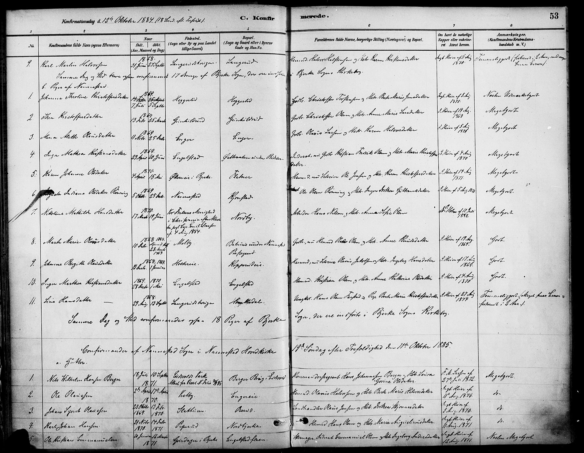 Nannestad prestekontor Kirkebøker, AV/SAO-A-10414a/F/Fa/L0014: Parish register (official) no. I 14, 1881-1890, p. 53