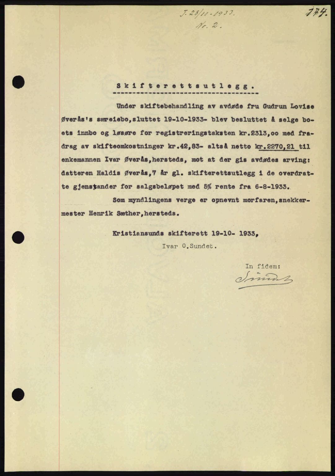 Kristiansund byfogd, AV/SAT-A-4587/A/27: Mortgage book no. 27, 1933-1934, Deed date: 28.11.1933