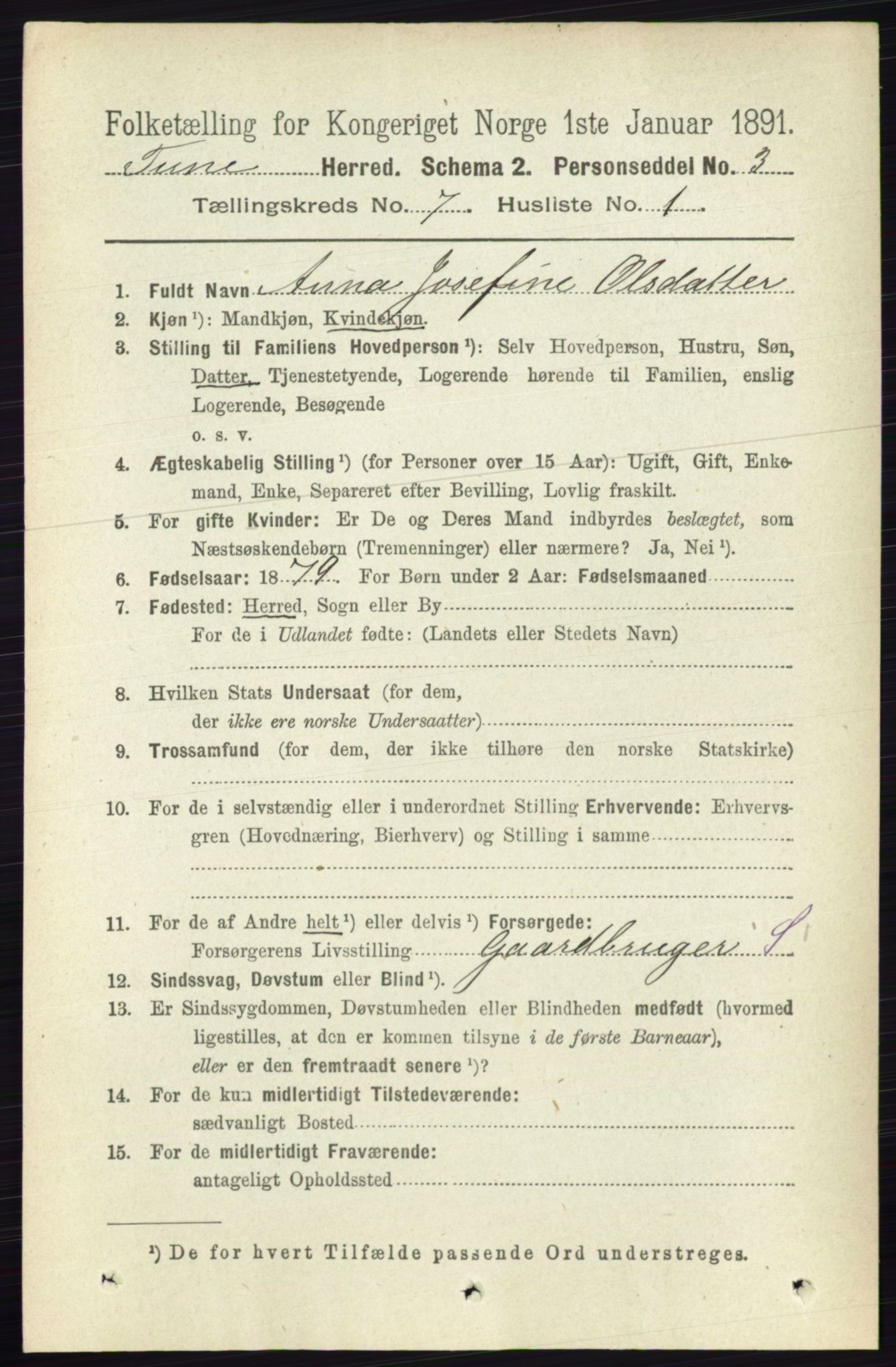 RA, 1891 census for 0130 Tune, 1891, p. 5146