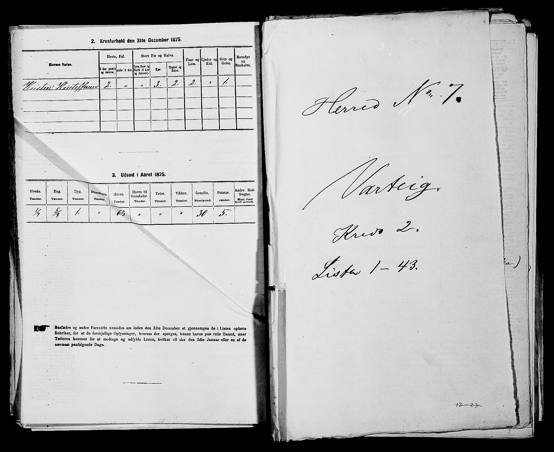 RA, 1875 census for 0114P Varteig, 1875, p. 183