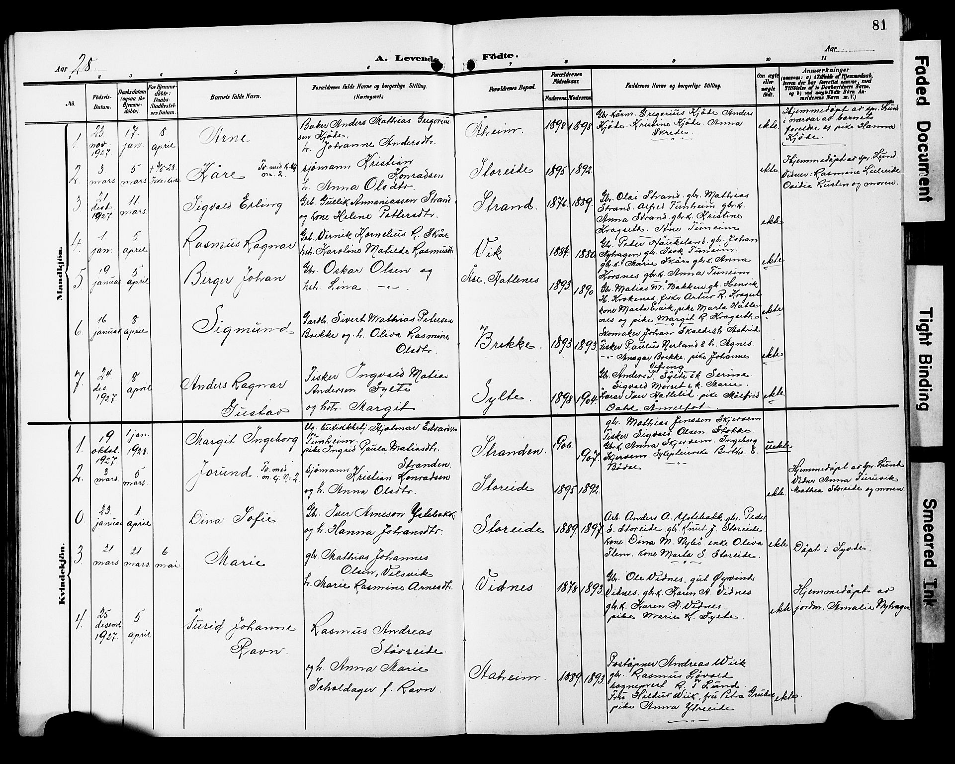 Ministerialprotokoller, klokkerbøker og fødselsregistre - Møre og Romsdal, SAT/A-1454/501/L0018: Parish register (copy) no. 501C04, 1902-1930, p. 81