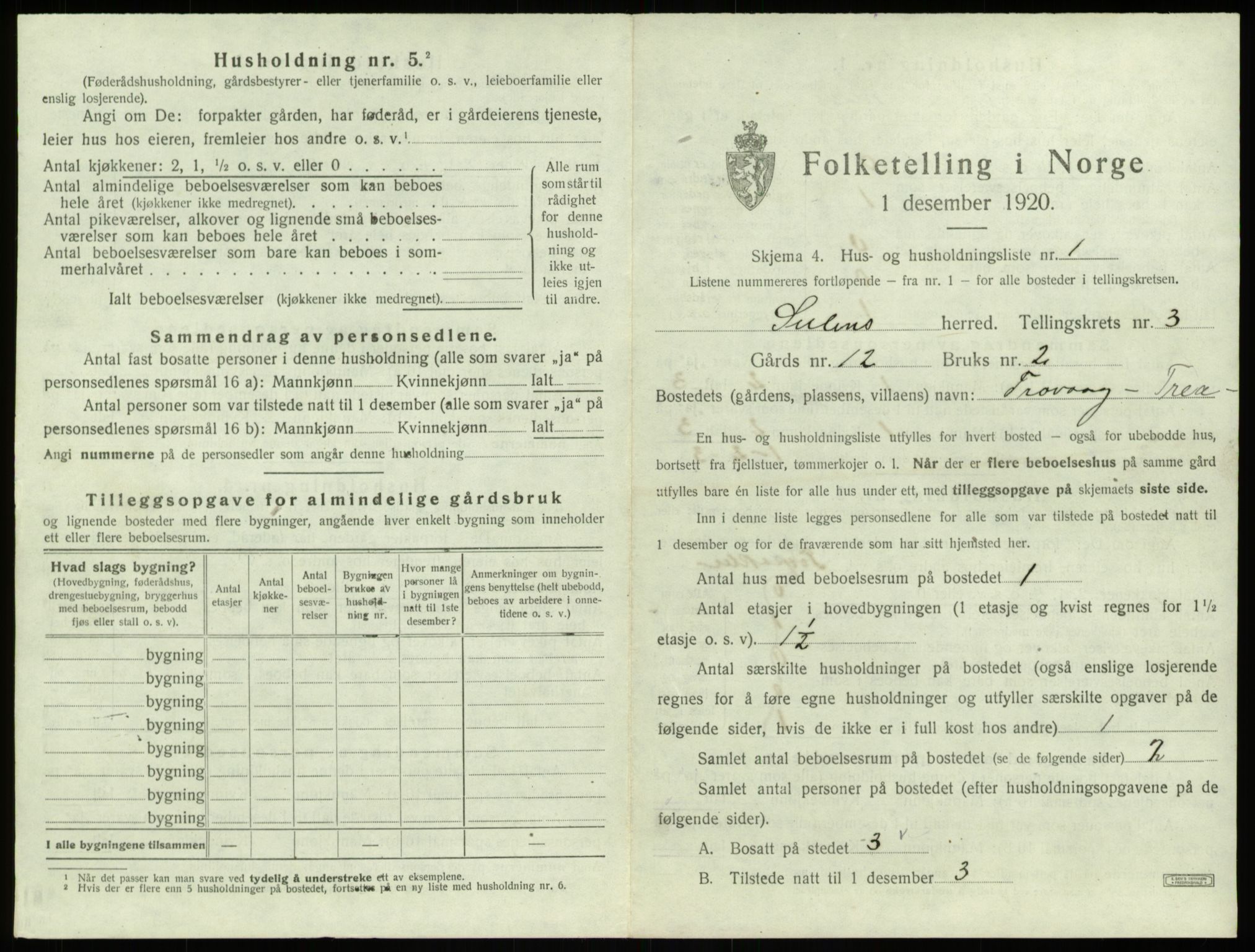 SAB, 1920 census for Solund, 1920, p. 195