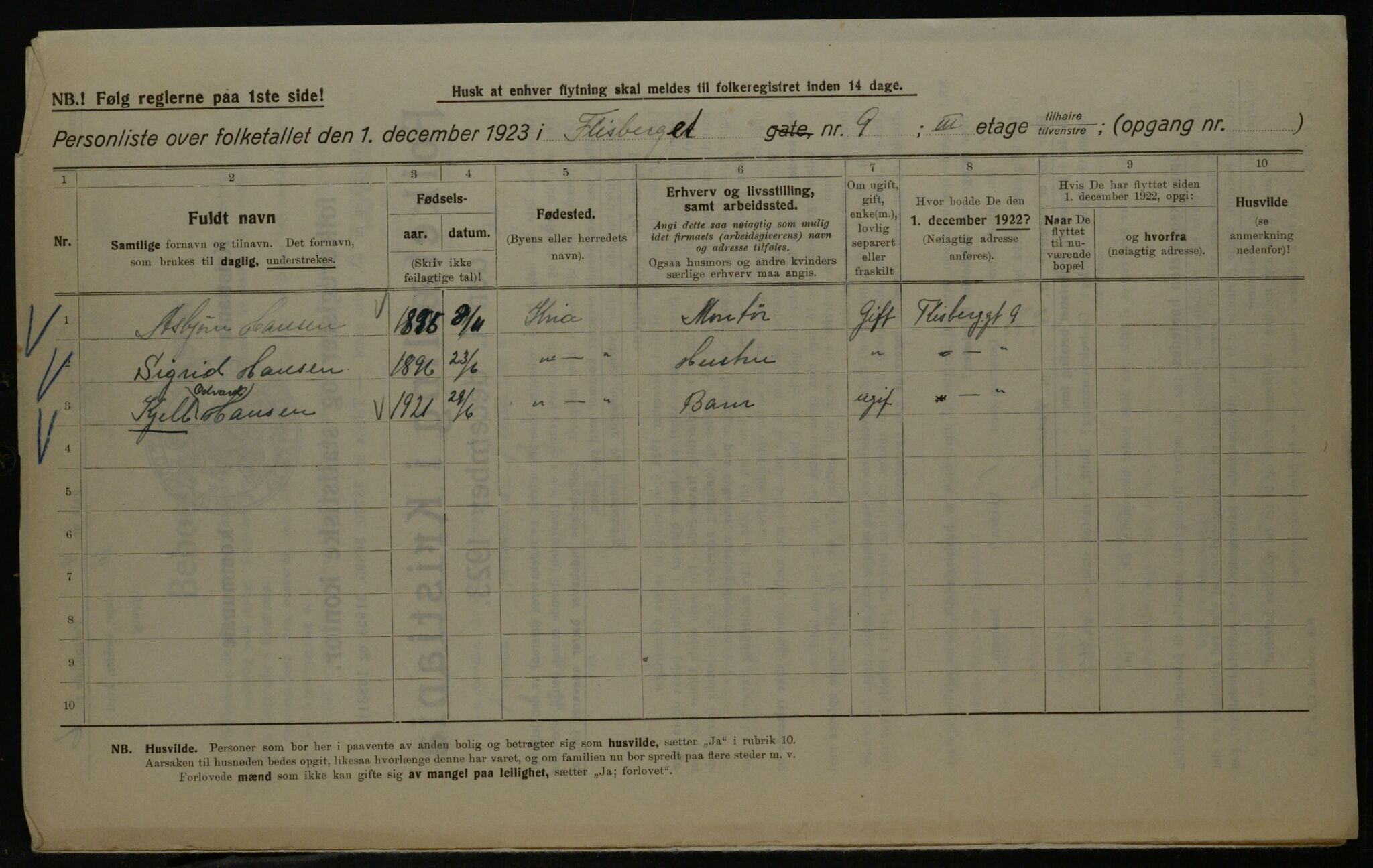 OBA, Municipal Census 1923 for Kristiania, 1923, p. 27746