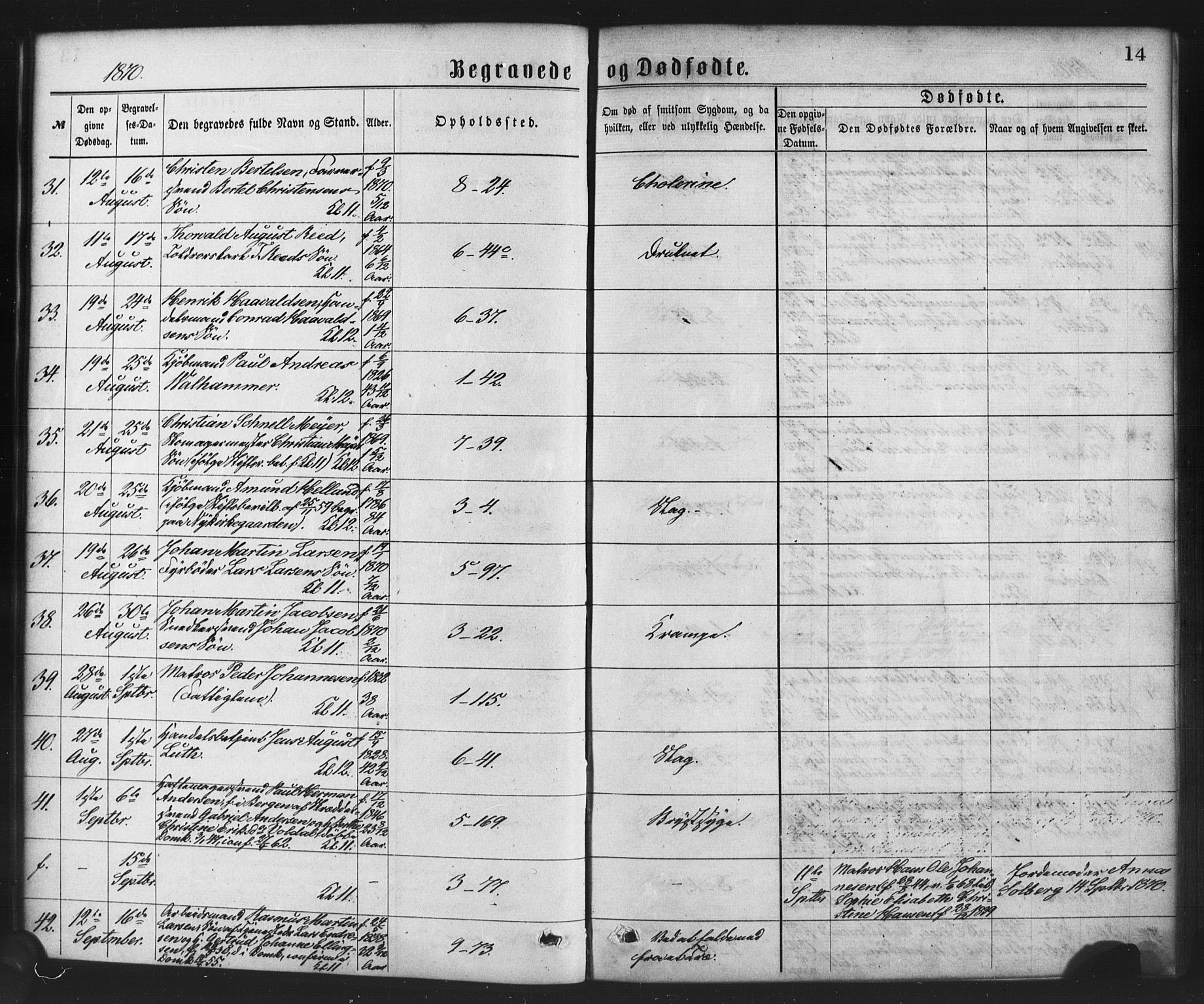 Nykirken Sokneprestembete, AV/SAB-A-77101/H/Haa/L0043: Parish register (official) no. E 3, 1869-1882, p. 14