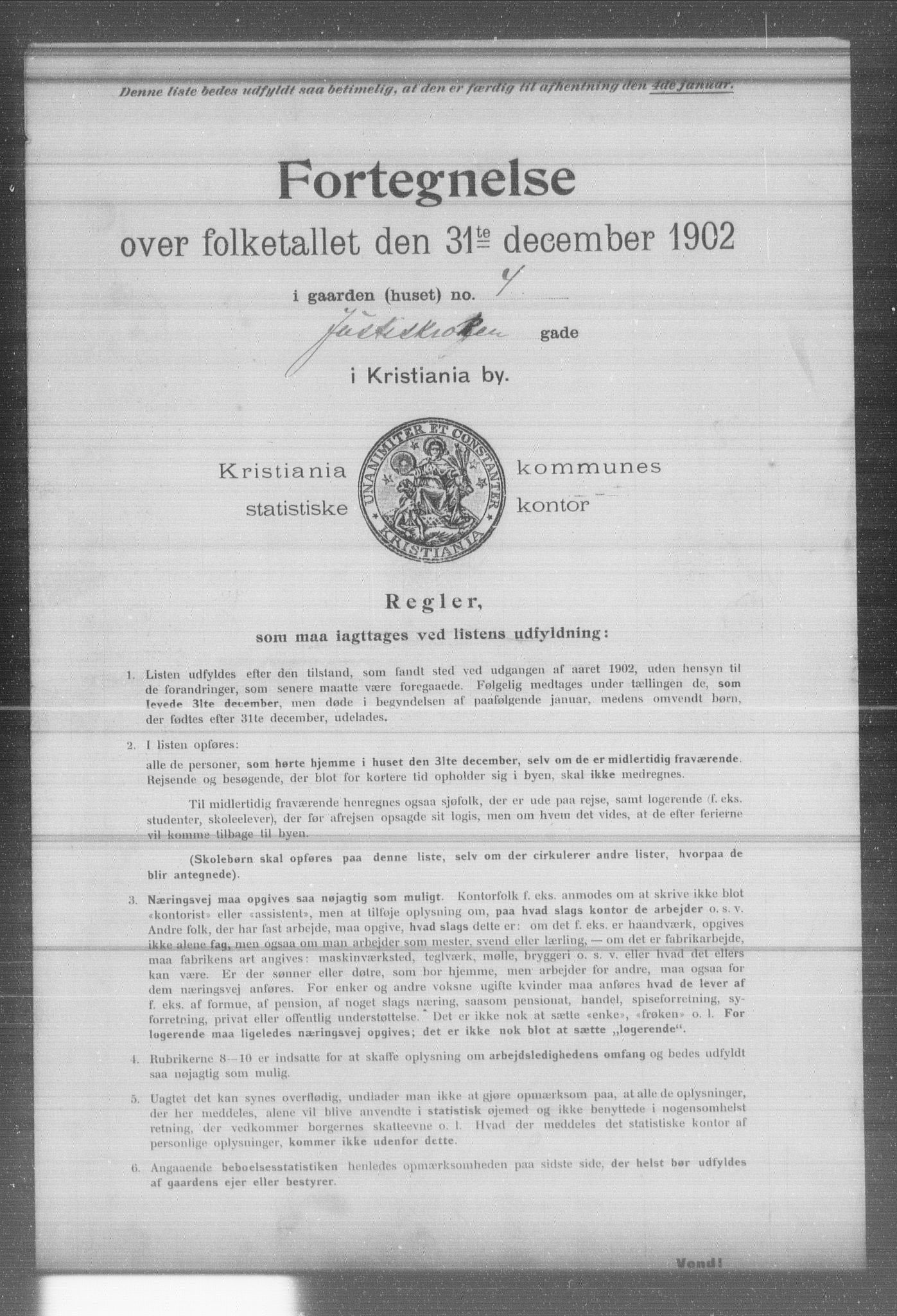 OBA, Municipal Census 1902 for Kristiania, 1902, p. 9046