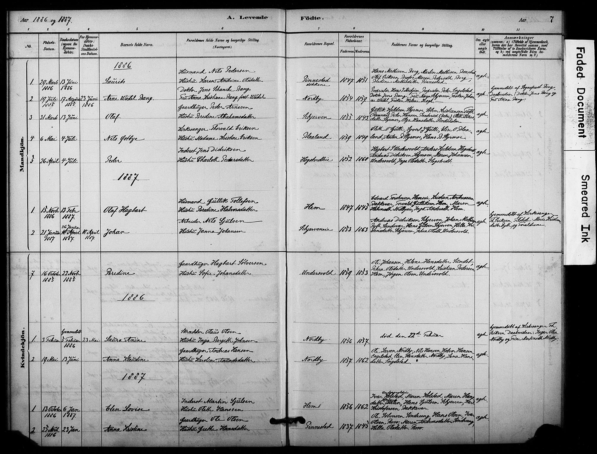 Lardal kirkebøker, SAKO/A-350/F/Fc/L0001: Parish register (official) no. III 1, 1881-1906, p. 7