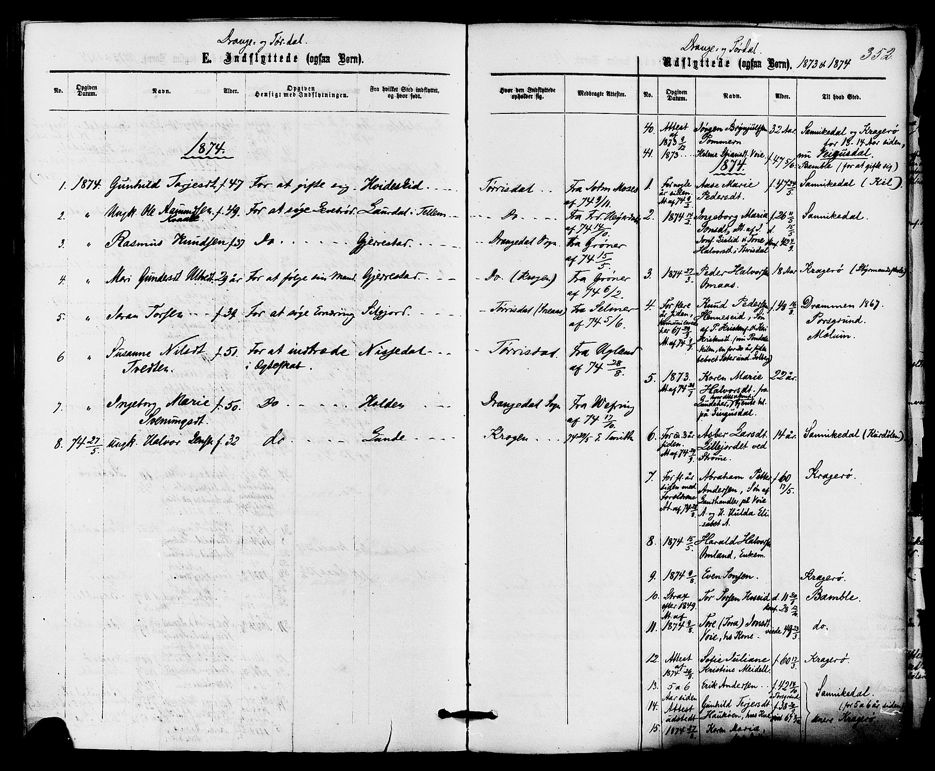 Drangedal kirkebøker, AV/SAKO-A-258/F/Fa/L0009: Parish register (official) no. 9 /1, 1872-1884, p. 352
