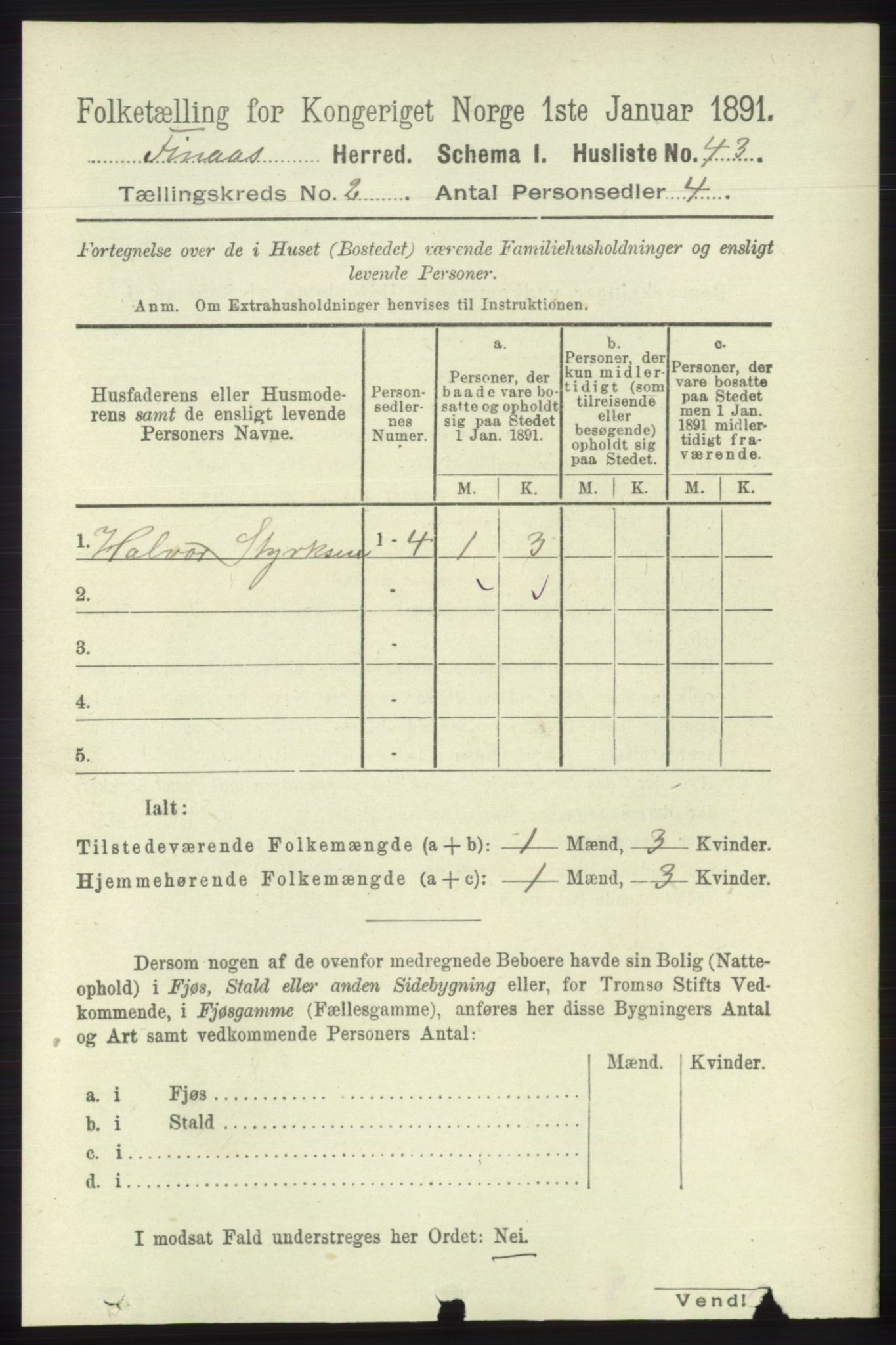 RA, 1891 census for 1218 Finnås, 1891, p. 766