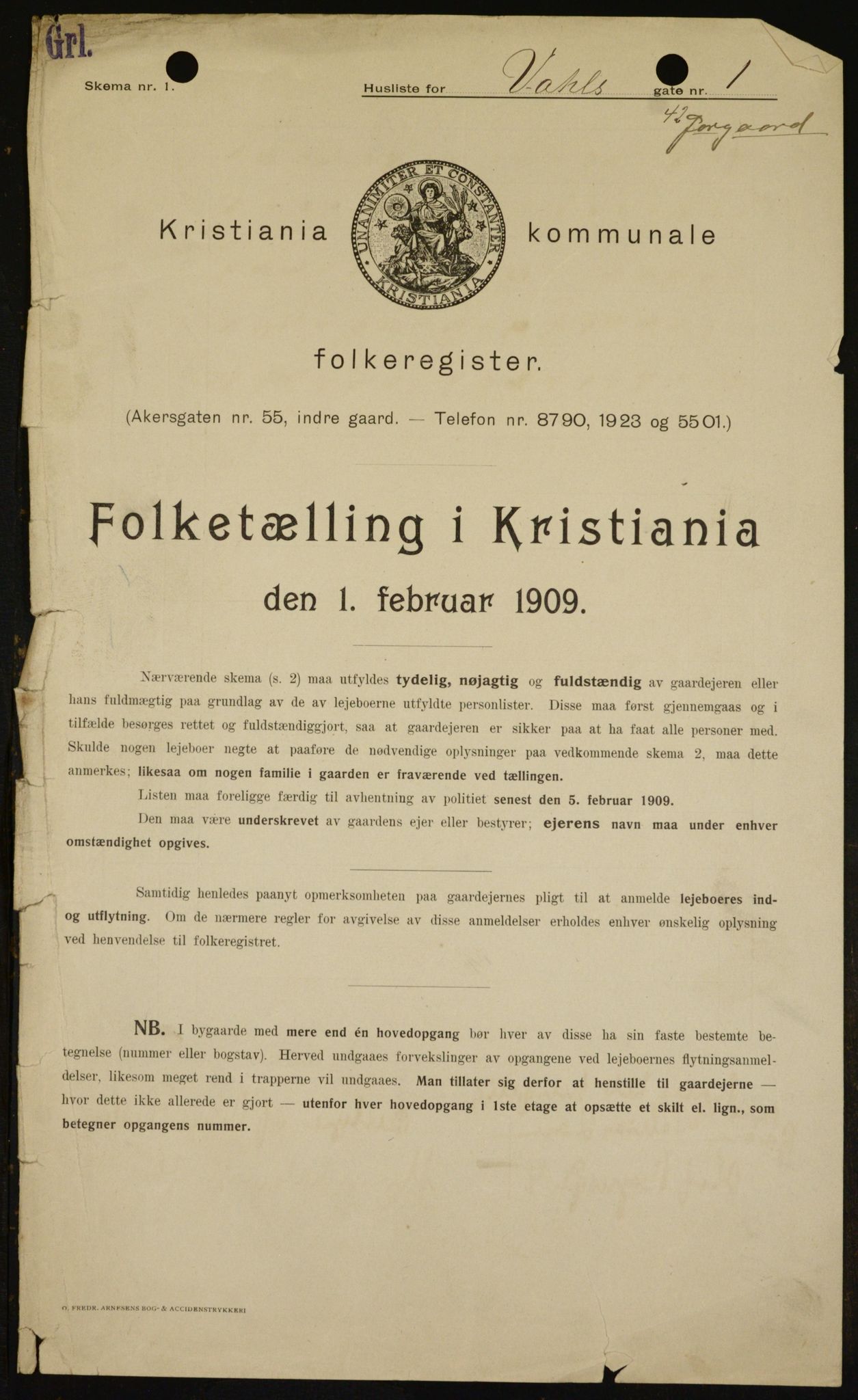 OBA, Municipal Census 1909 for Kristiania, 1909, p. 110122