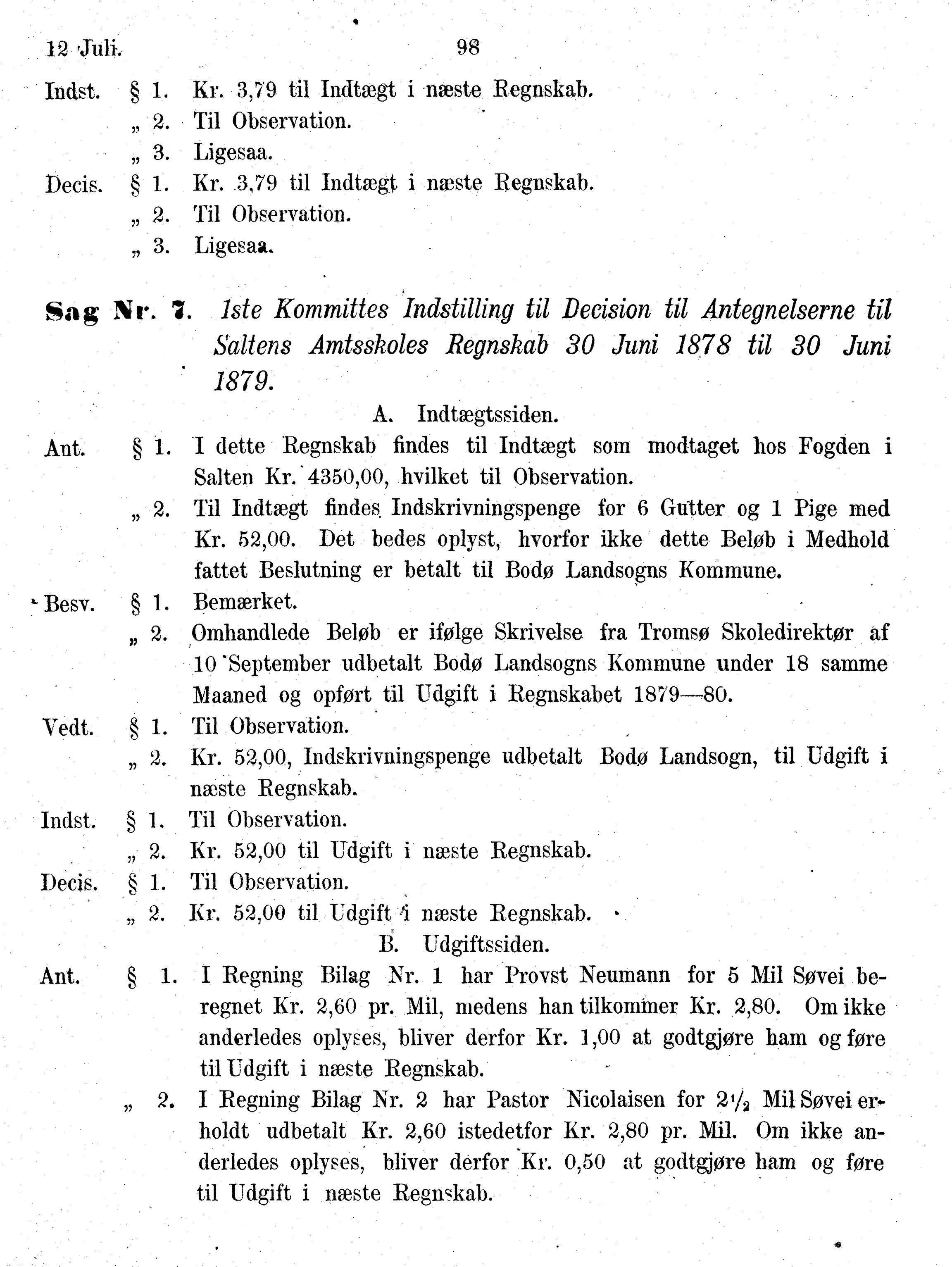 Nordland Fylkeskommune. Fylkestinget, AIN/NFK-17/176/A/Ac/L0010: Fylkestingsforhandlinger 1874-1880, 1874-1880