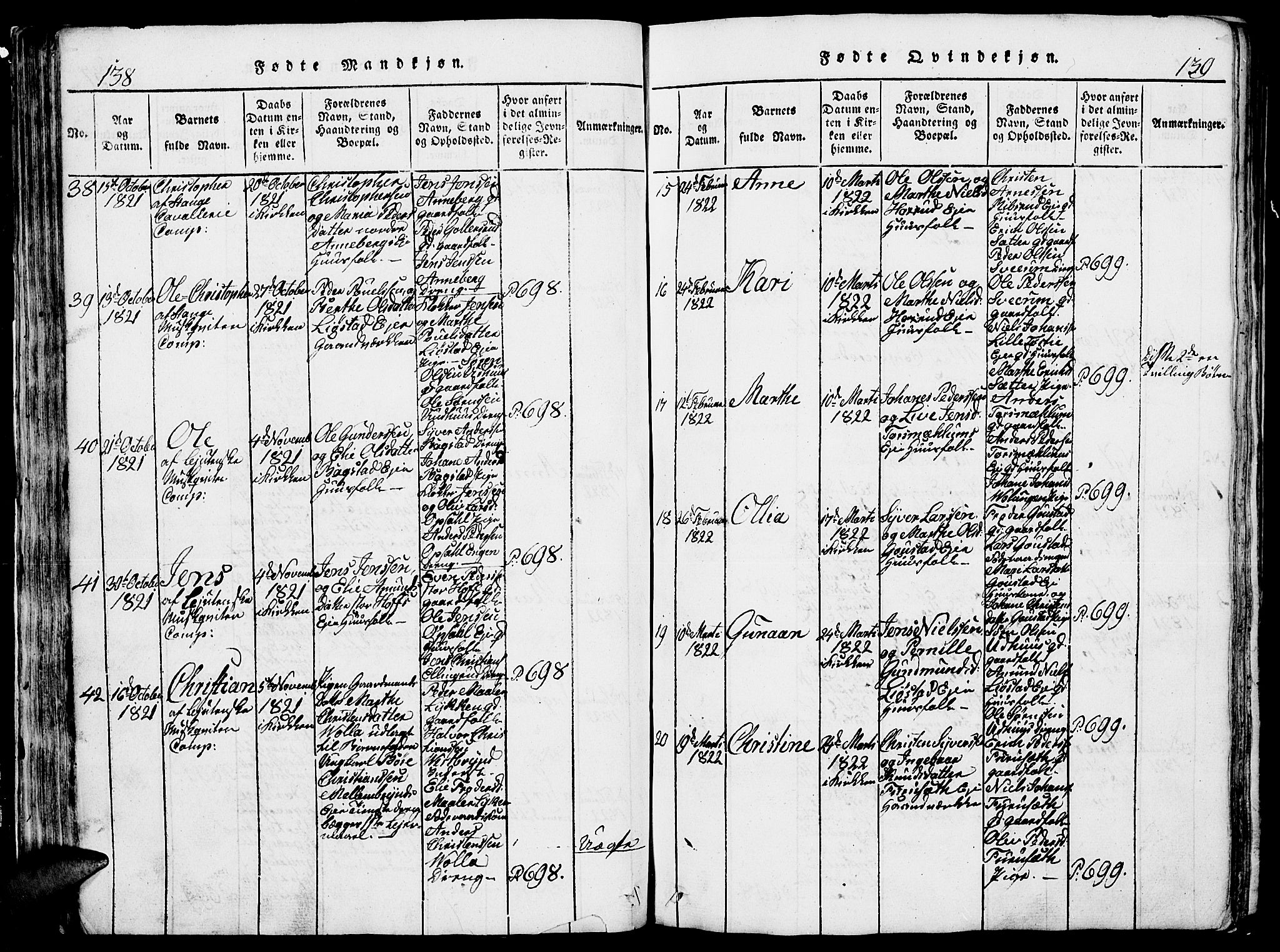 Romedal prestekontor, AV/SAH-PREST-004/L/L0005: Parish register (copy) no. 5, 1814-1829, p. 138-139