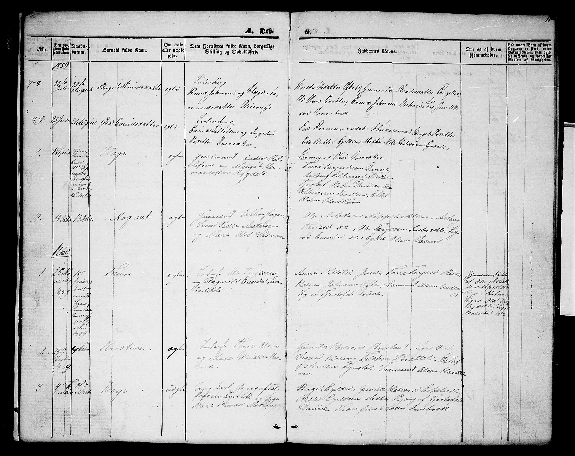 Lårdal kirkebøker, SAKO/A-284/G/Gc/L0002: Parish register (copy) no. III 2, 1852-1877, p. 11