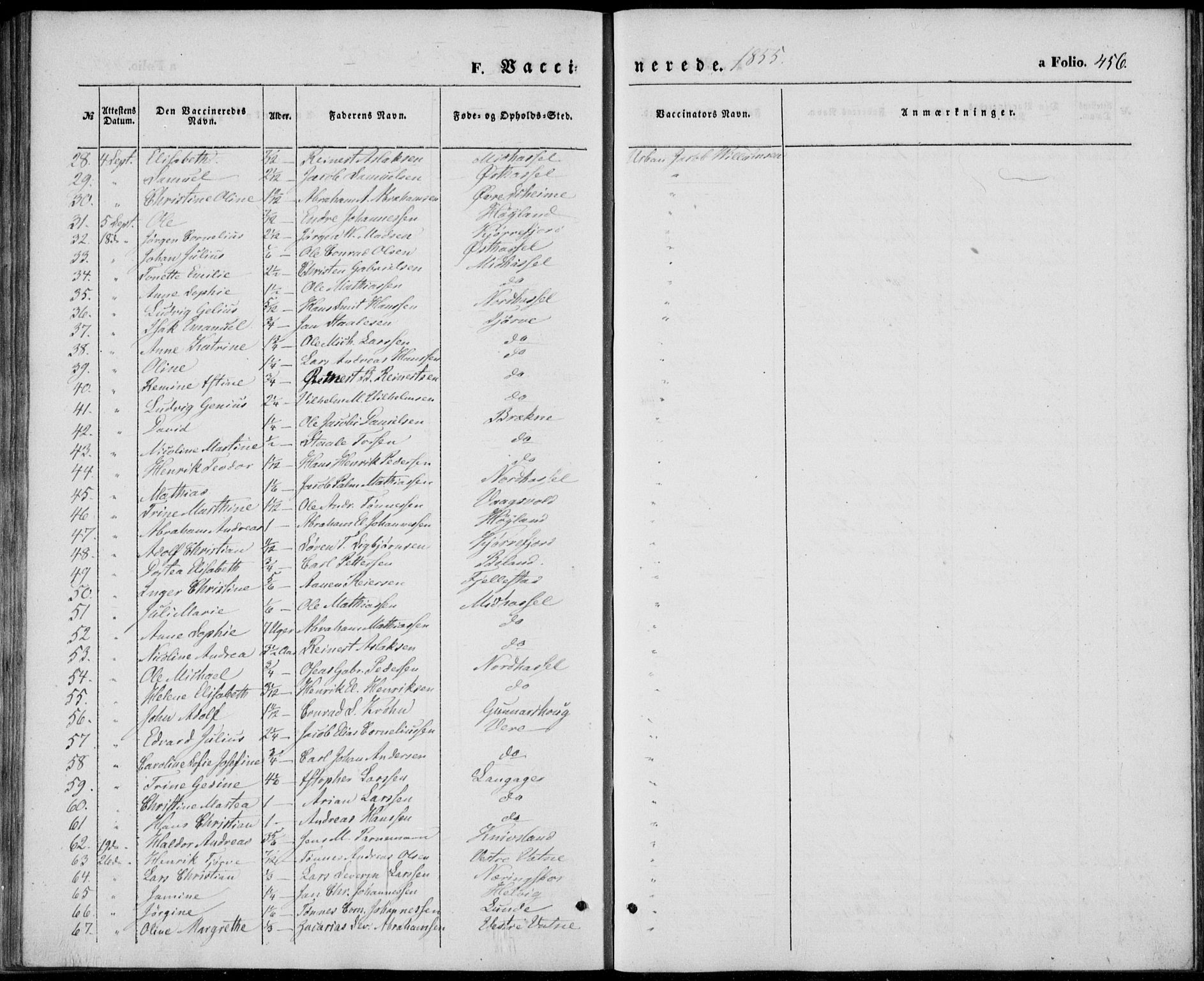 Lista sokneprestkontor, AV/SAK-1111-0027/F/Fb/L0002: Parish register (copy) no. B 2, 1847-1862, p. 456