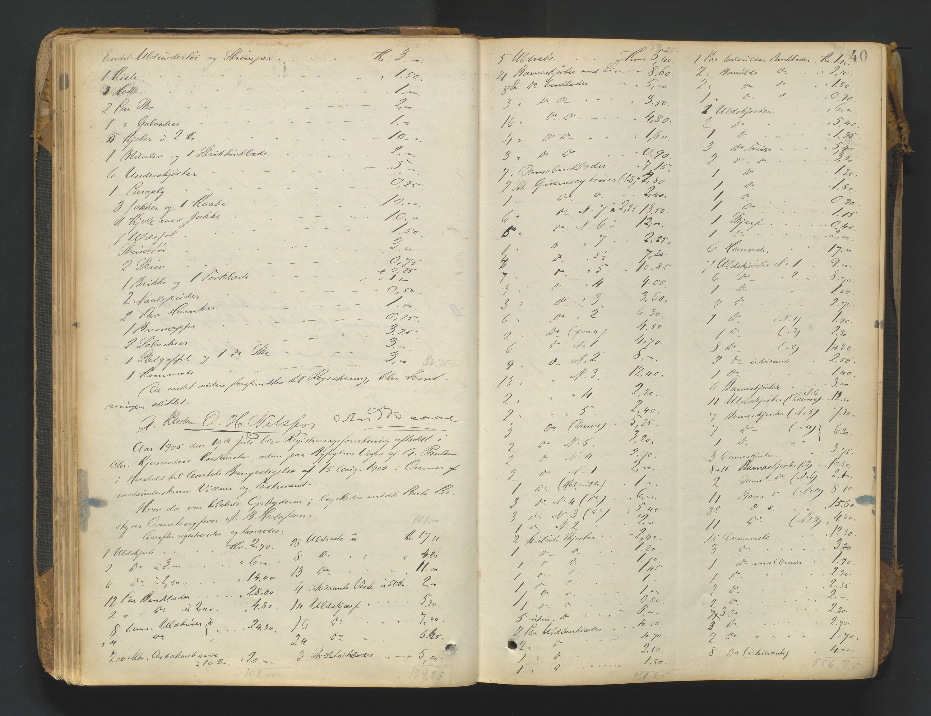 Arendal byfogd, AV/SAK-1222-0001/H/Hc/L0037: Skifteregistreringsprotokoll nr. 35, 1903-1926, p. 39b-40a