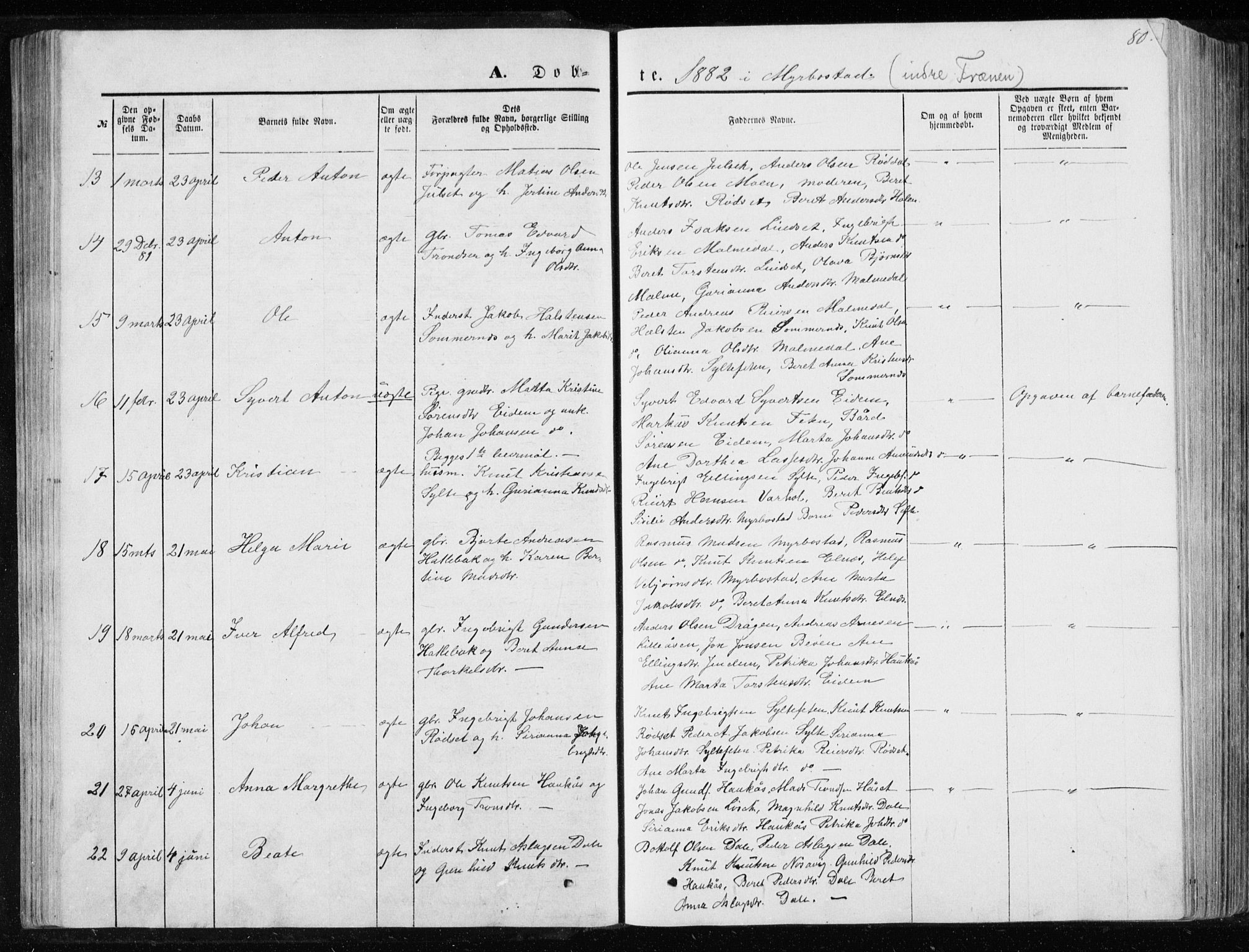 Ministerialprotokoller, klokkerbøker og fødselsregistre - Møre og Romsdal, AV/SAT-A-1454/565/L0754: Parish register (copy) no. 565C03, 1870-1896, p. 80