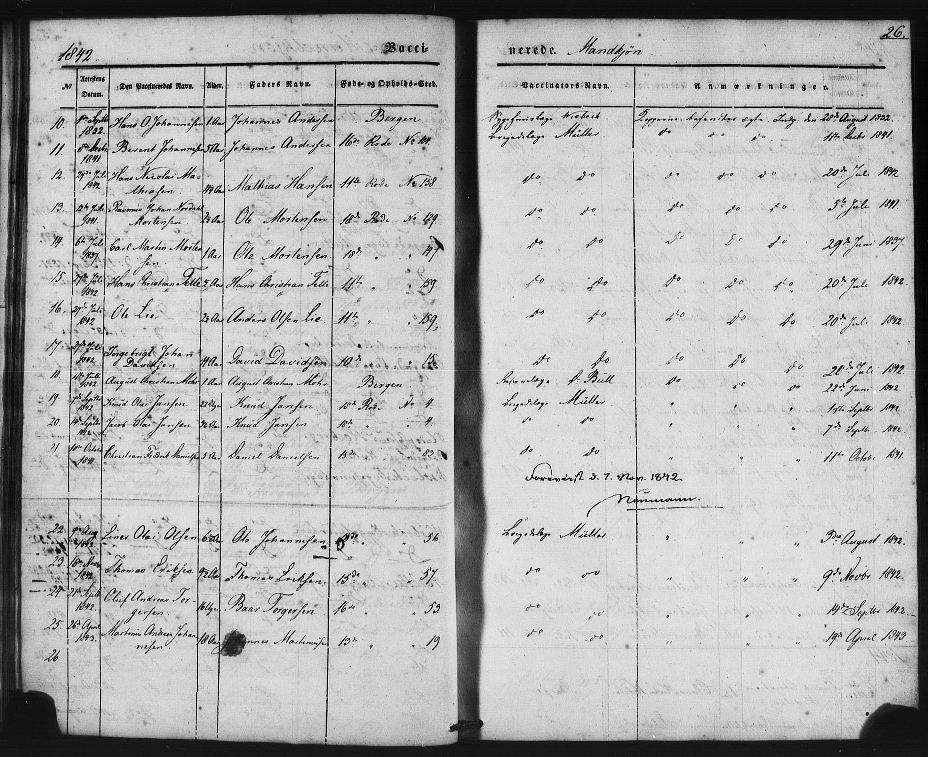 Domkirken sokneprestembete, SAB/A-74801/H/Haa/L0046: Parish register (official) no. F 1, 1841-1852, p. 26