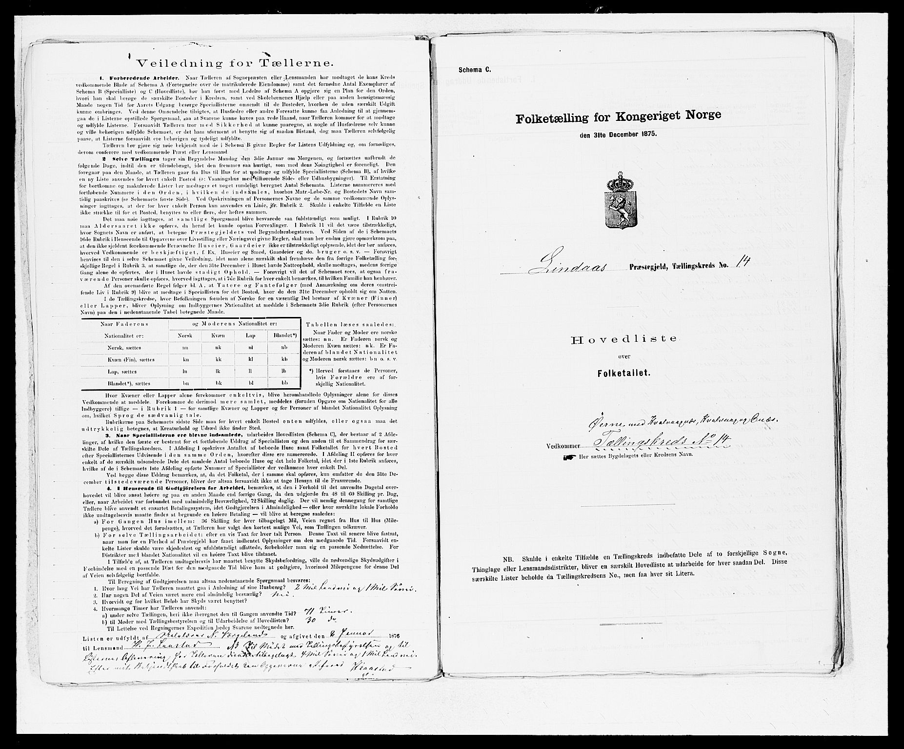 SAB, 1875 census for 1263P Lindås, 1875, p. 31