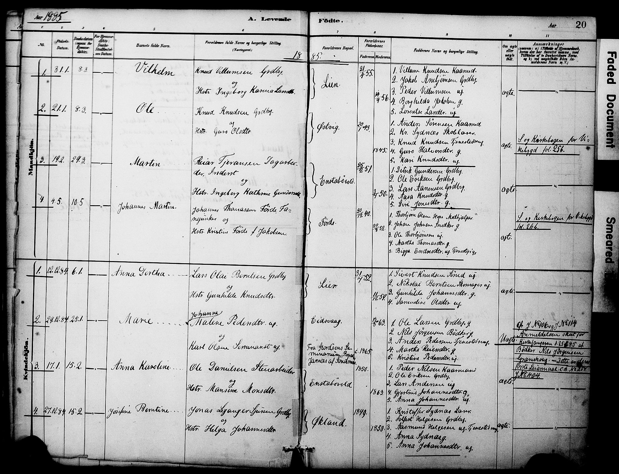 Sveio Sokneprestembete, AV/SAB-A-78501/H/Haa: Parish register (official) no. C 2, 1881-1899, p. 20