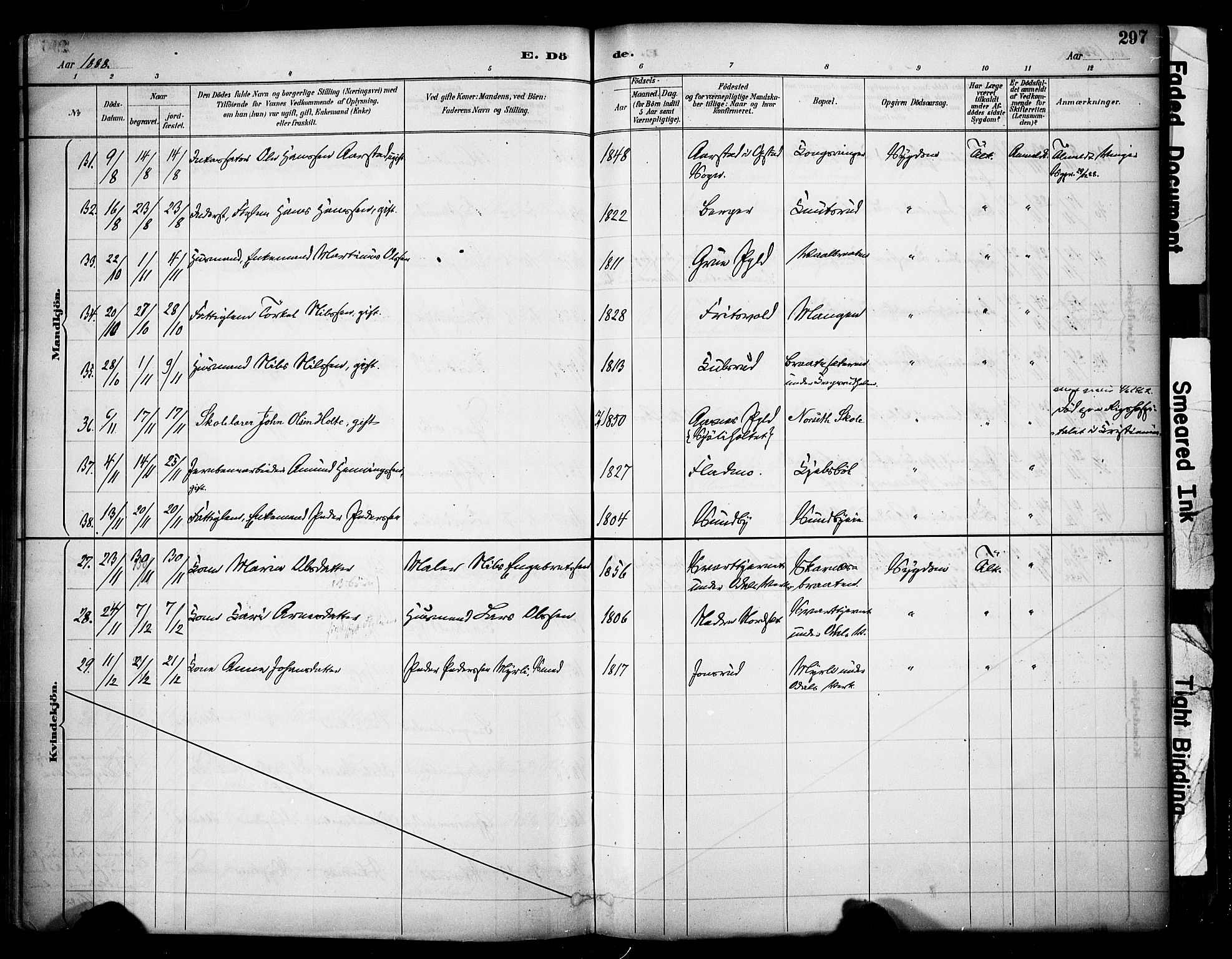 Sør-Odal prestekontor, AV/SAH-PREST-030/H/Ha/Haa/L0007: Parish register (official) no. 7, 1886-1925, p. 297