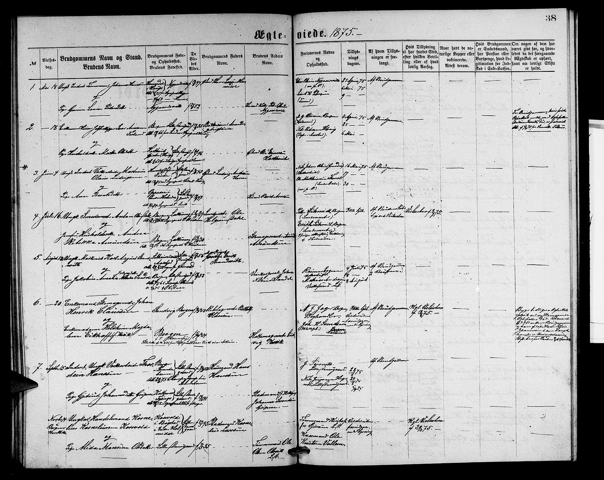 Laksevåg Sokneprestembete, AV/SAB-A-76501/H/Ha/Hab/Haba/L0001: Parish register (copy) no. A 1, 1875-1877, p. 38