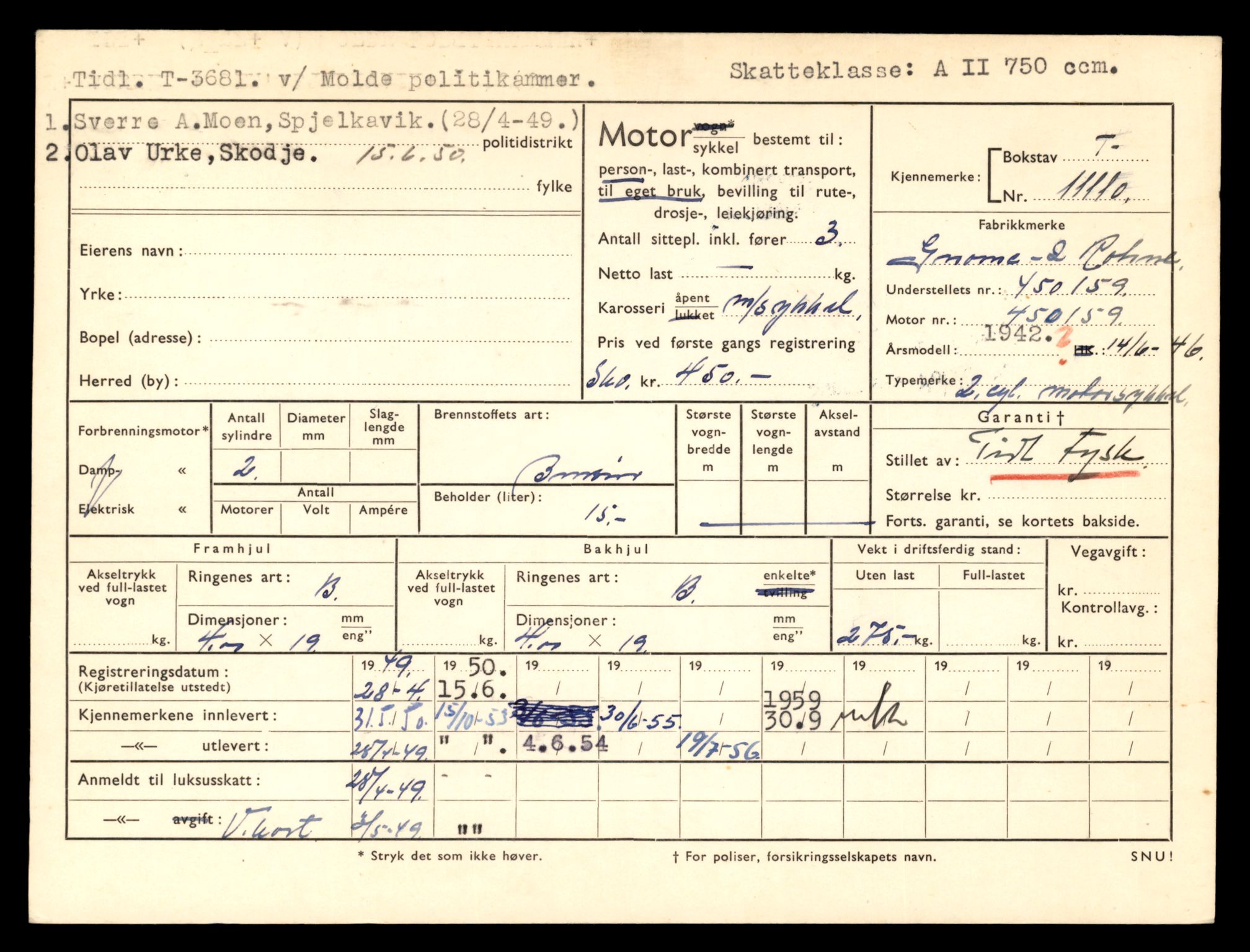 Møre og Romsdal vegkontor - Ålesund trafikkstasjon, AV/SAT-A-4099/F/Fe/L0026: Registreringskort for kjøretøy T 11046 - T 11160, 1927-1998, p. 1871