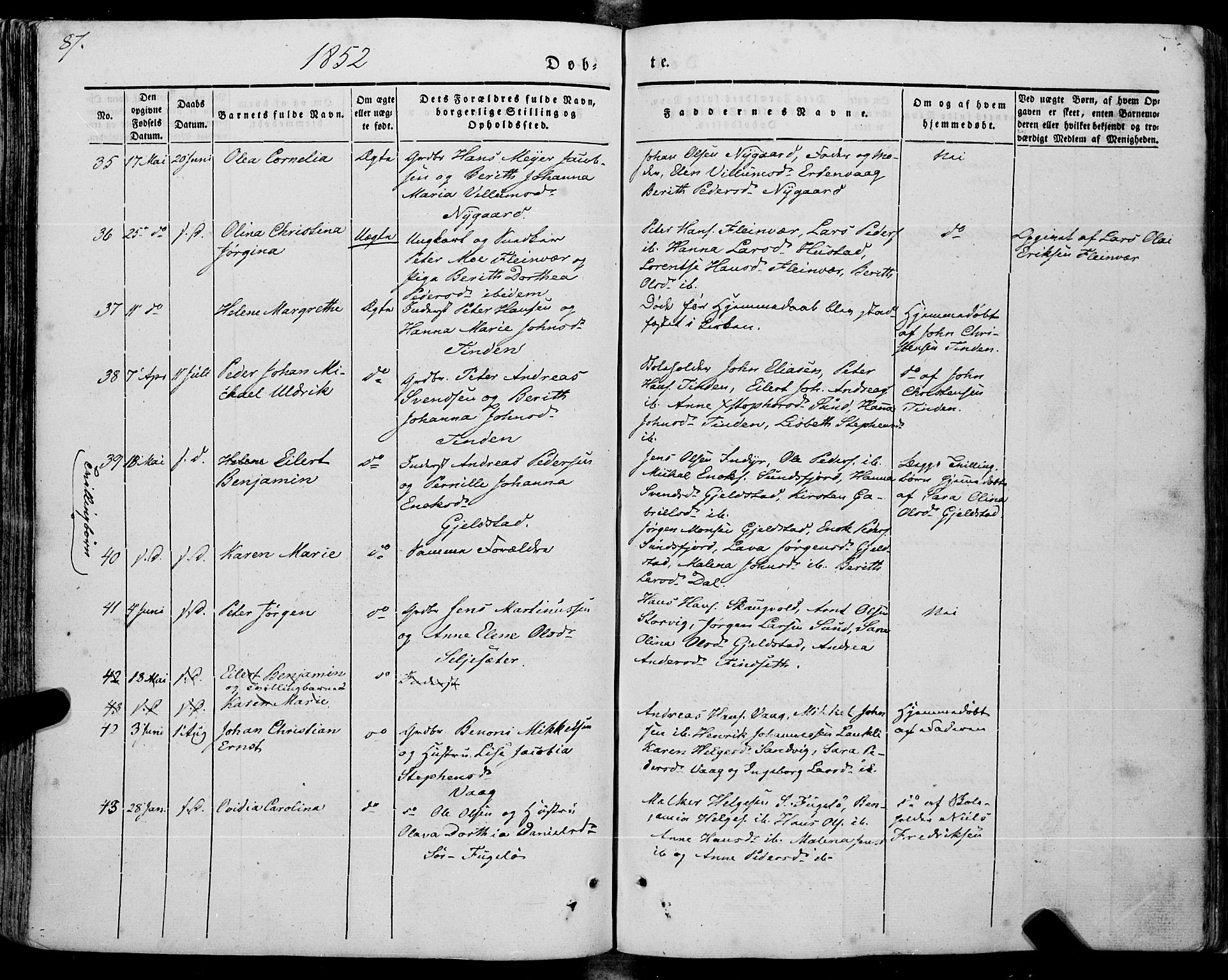 Ministerialprotokoller, klokkerbøker og fødselsregistre - Nordland, AV/SAT-A-1459/805/L0097: Parish register (official) no. 805A04, 1837-1861, p. 87