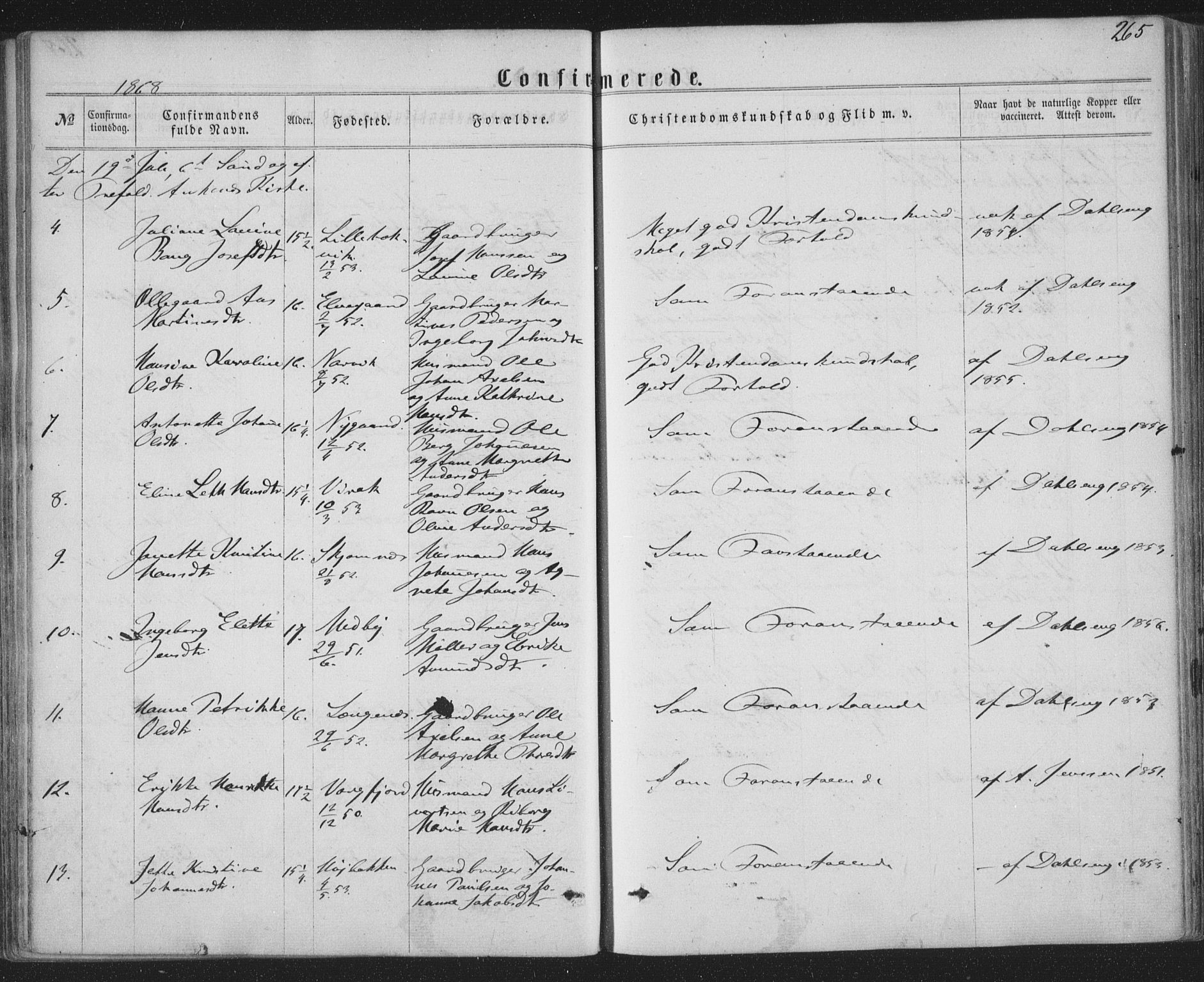 Ministerialprotokoller, klokkerbøker og fødselsregistre - Nordland, AV/SAT-A-1459/863/L0896: Parish register (official) no. 863A08, 1861-1871, p. 265