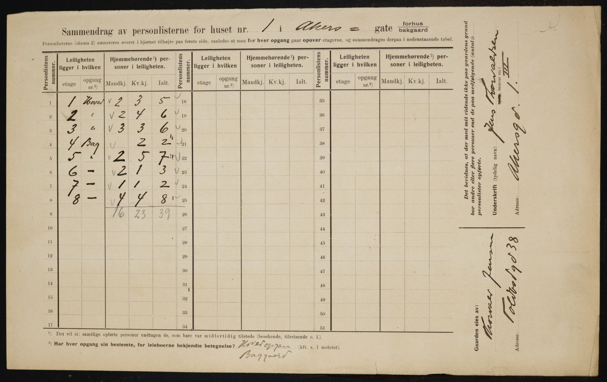 OBA, Municipal Census 1910 for Kristiania, 1910, p. 295