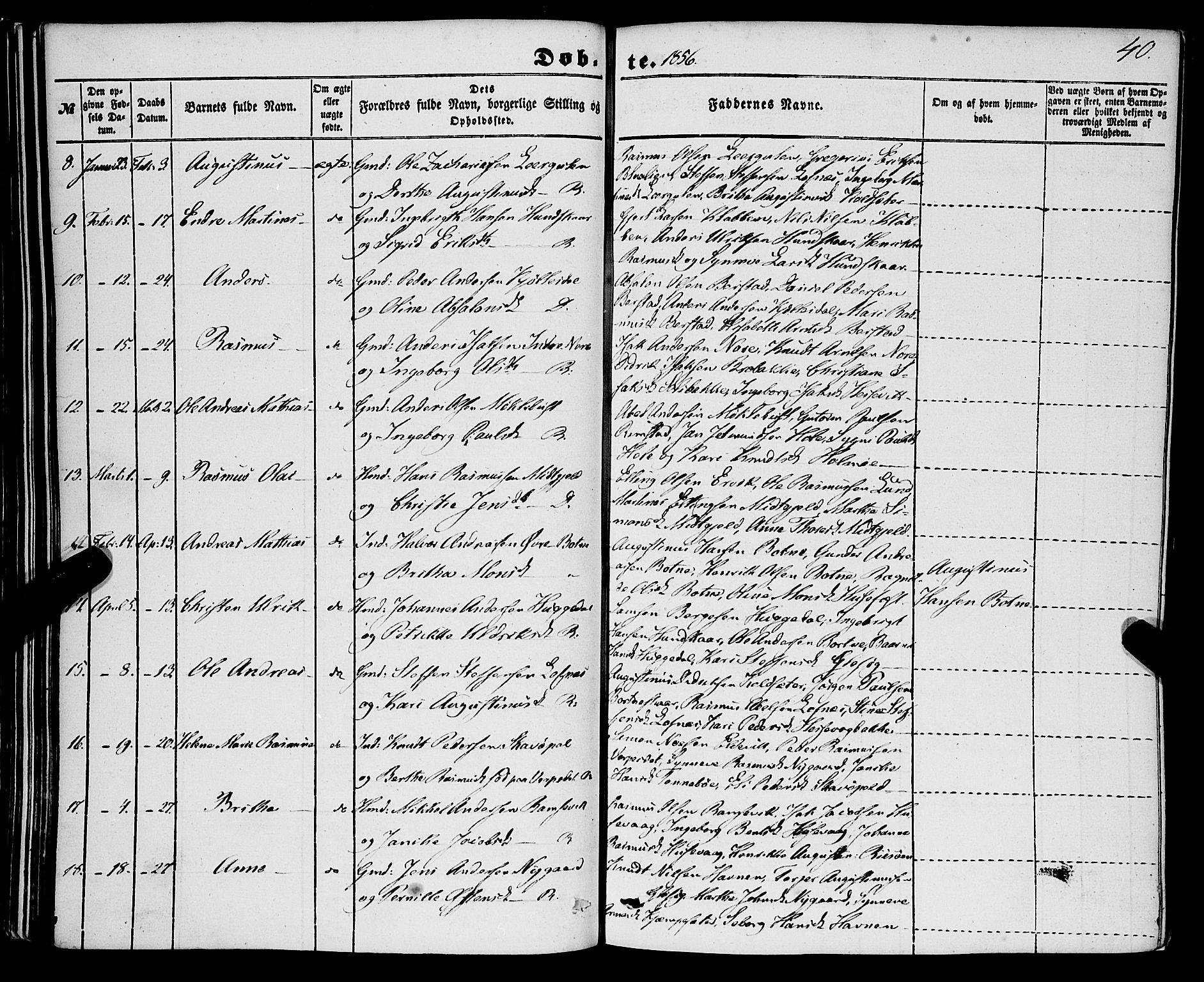 Davik sokneprestembete, SAB/A-79701/H/Haa/Haaa/L0005: Parish register (official) no. A 5, 1850-1866, p. 40