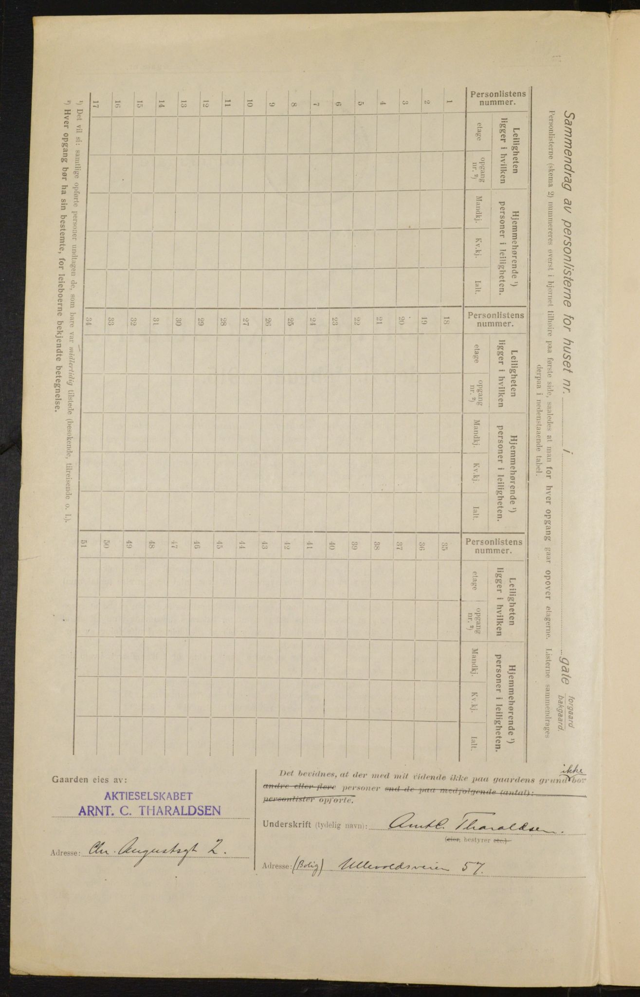 OBA, Municipal Census 1916 for Kristiania, 1916, p. 55086