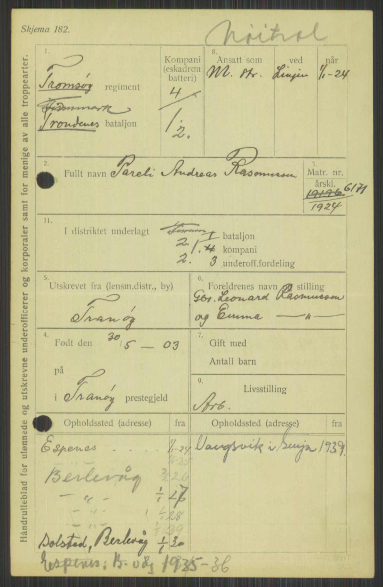 Forsvaret, Varanger bataljon, AV/RA-RAFA-2258/1/D/L0440: Rulleblad for fødte 1892-1912, 1892-1912, p. 749