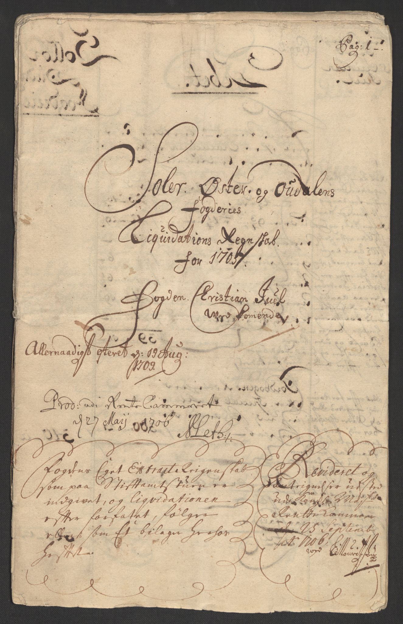 Rentekammeret inntil 1814, Reviderte regnskaper, Fogderegnskap, RA/EA-4092/R13/L0843: Fogderegnskap Solør, Odal og Østerdal, 1705-1706, p. 3