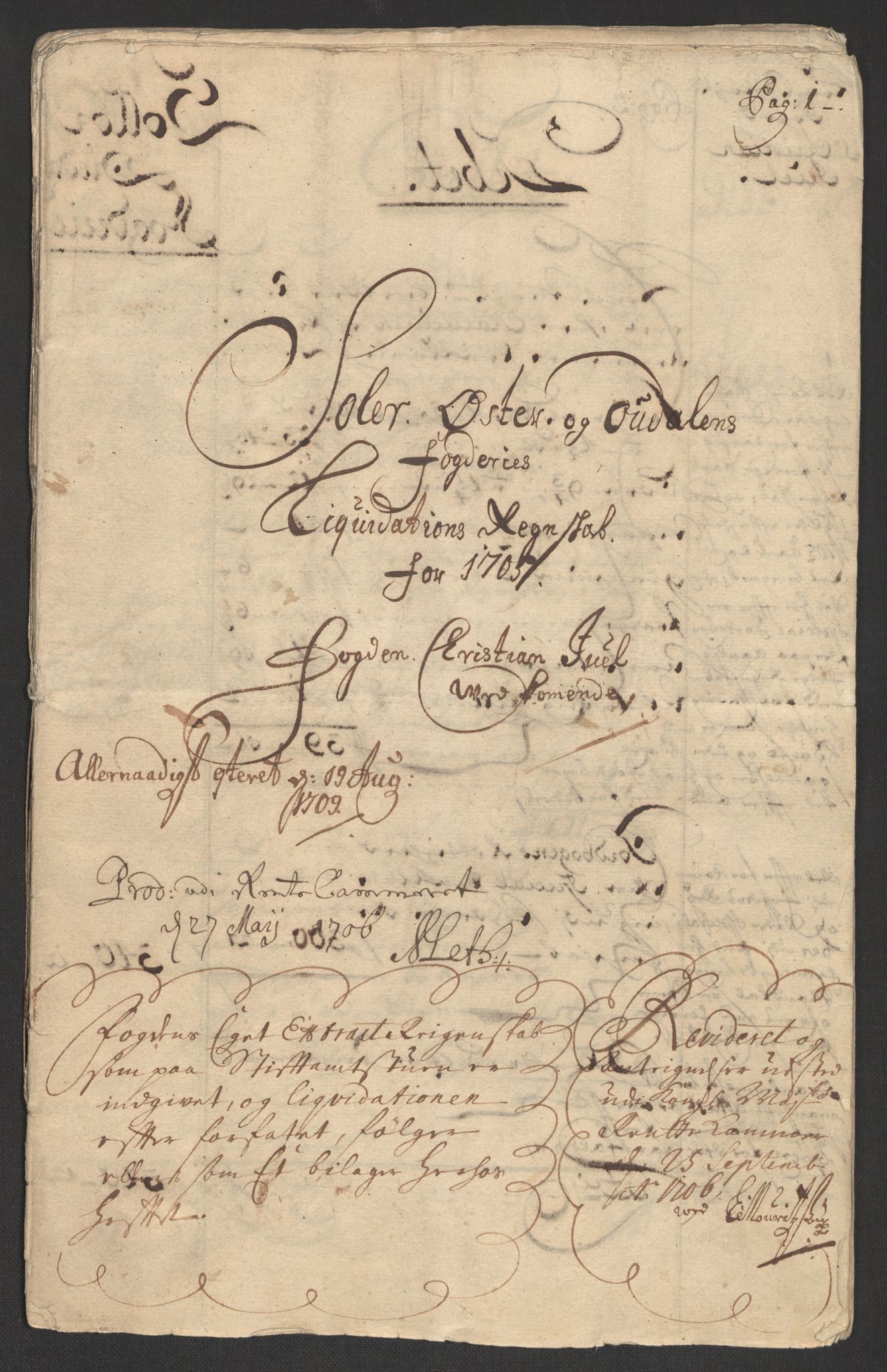Rentekammeret inntil 1814, Reviderte regnskaper, Fogderegnskap, AV/RA-EA-4092/R13/L0843: Fogderegnskap Solør, Odal og Østerdal, 1705-1706, p. 3
