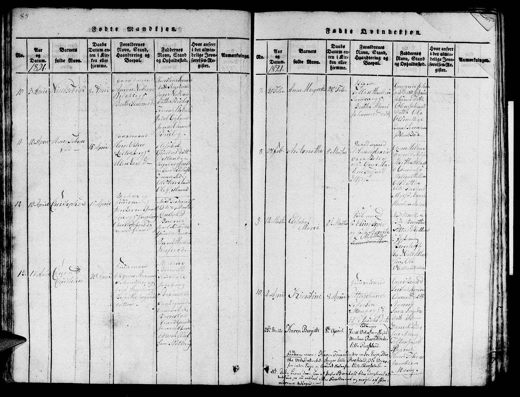 Sokndal sokneprestkontor, AV/SAST-A-101808: Parish register (official) no. A 6, 1815-1826, p. 88-89