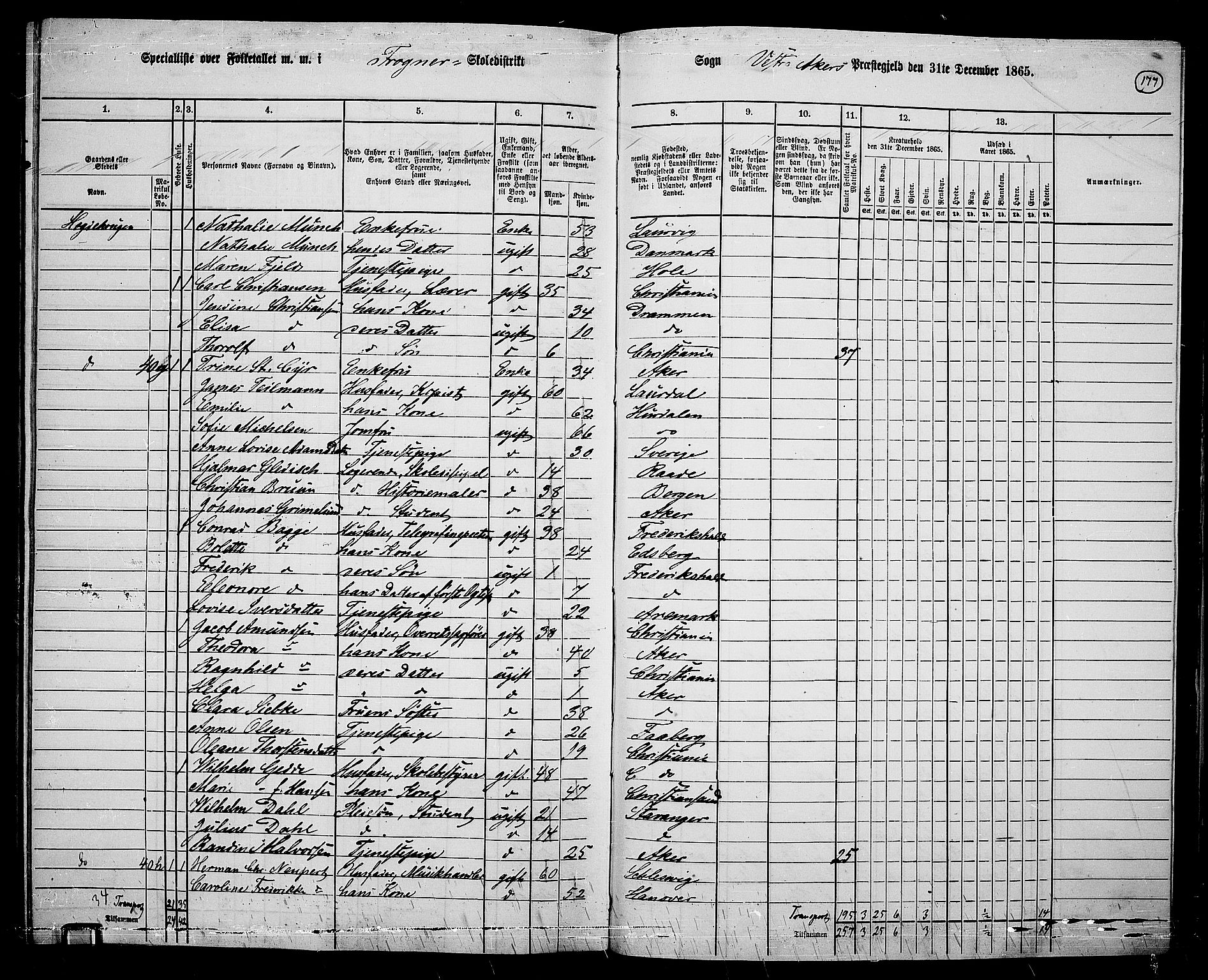 RA, 1865 census for Vestre Aker, 1865, p. 343