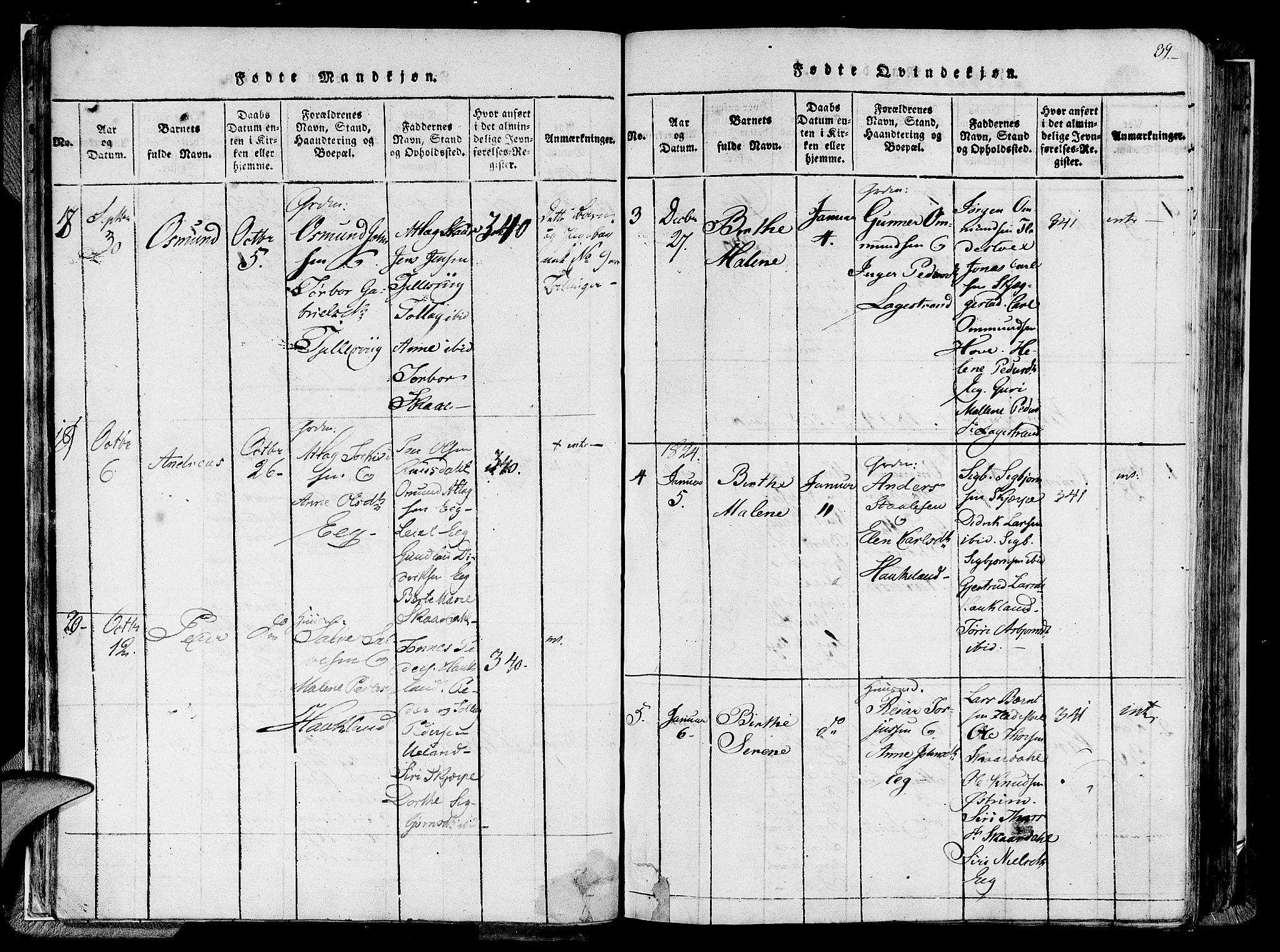 Lund sokneprestkontor, SAST/A-101809/S06/L0005: Parish register (official) no. A 5, 1815-1833, p. 39