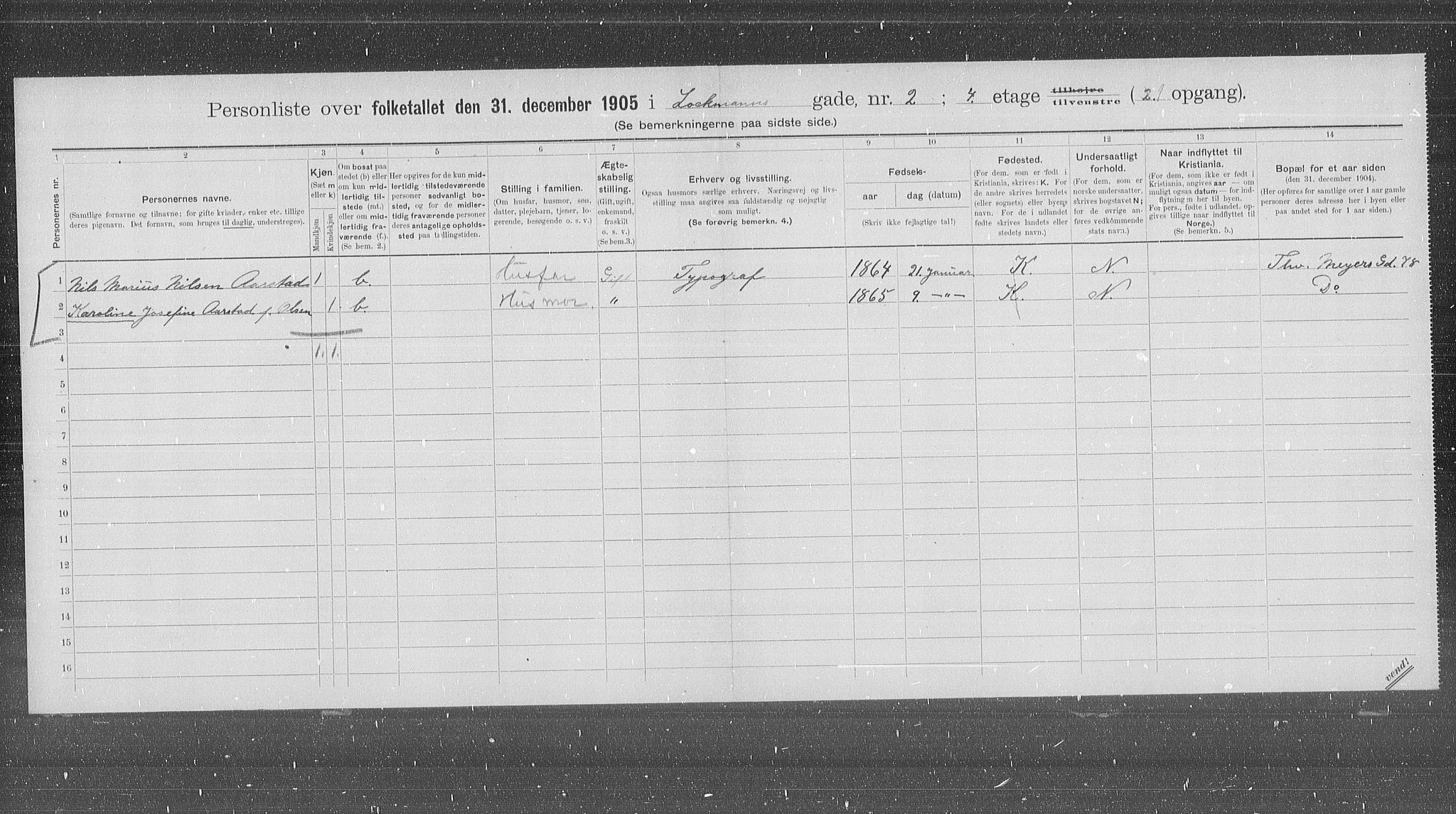 OBA, Municipal Census 1905 for Kristiania, 1905, p. 30615