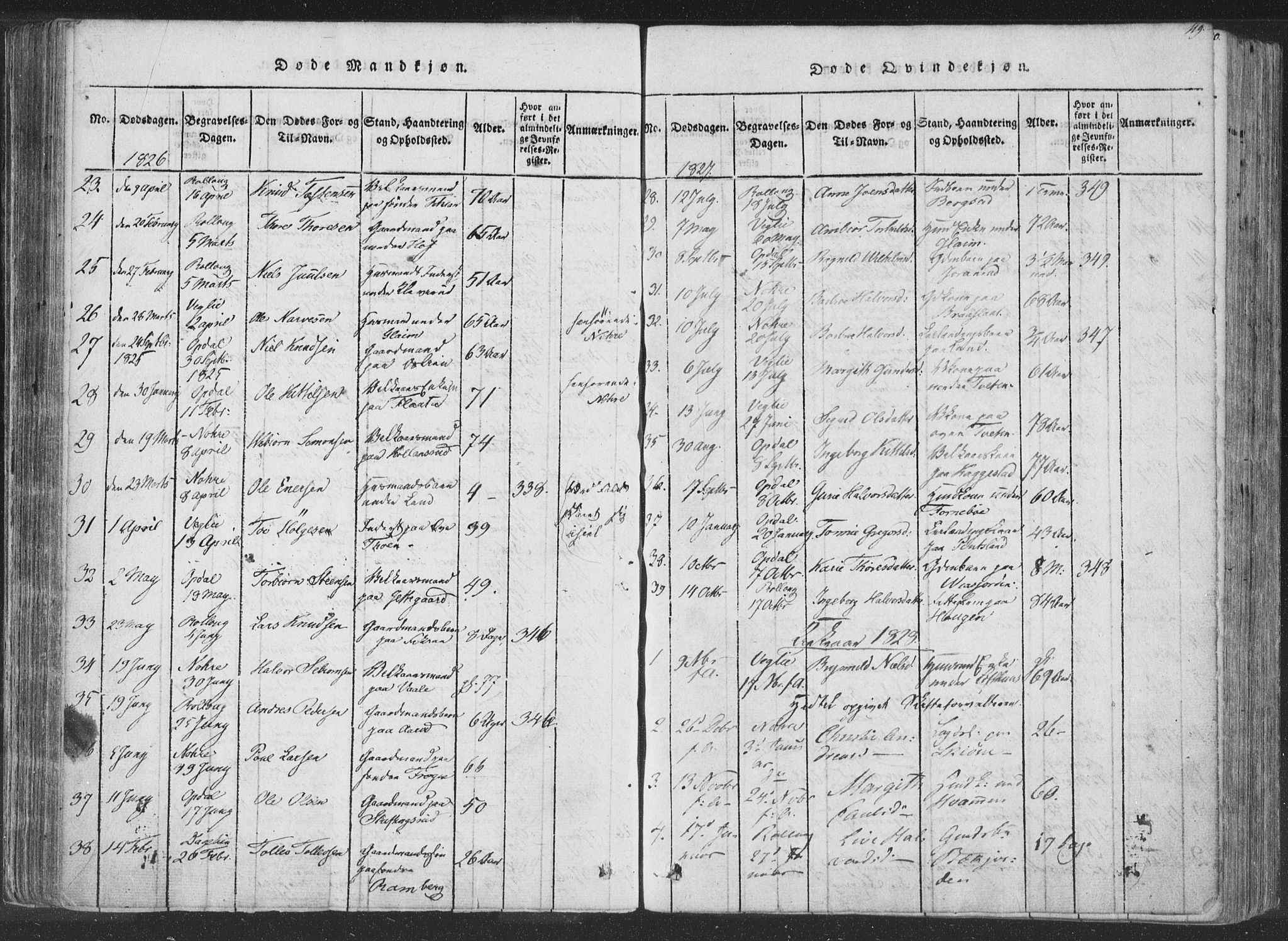 Rollag kirkebøker, AV/SAKO-A-240/F/Fa/L0006: Parish register (official) no. I 6, 1814-1828, p. 119