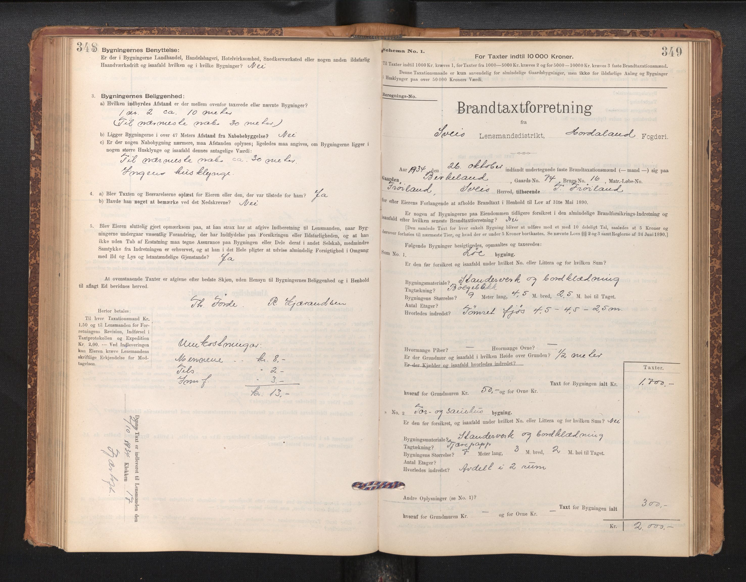 Lensmannen i Sveio, AV/SAB-A-35301/0012/L0008: Branntakstprotokoll, skjematakst, 1912-1939, p. 348-349