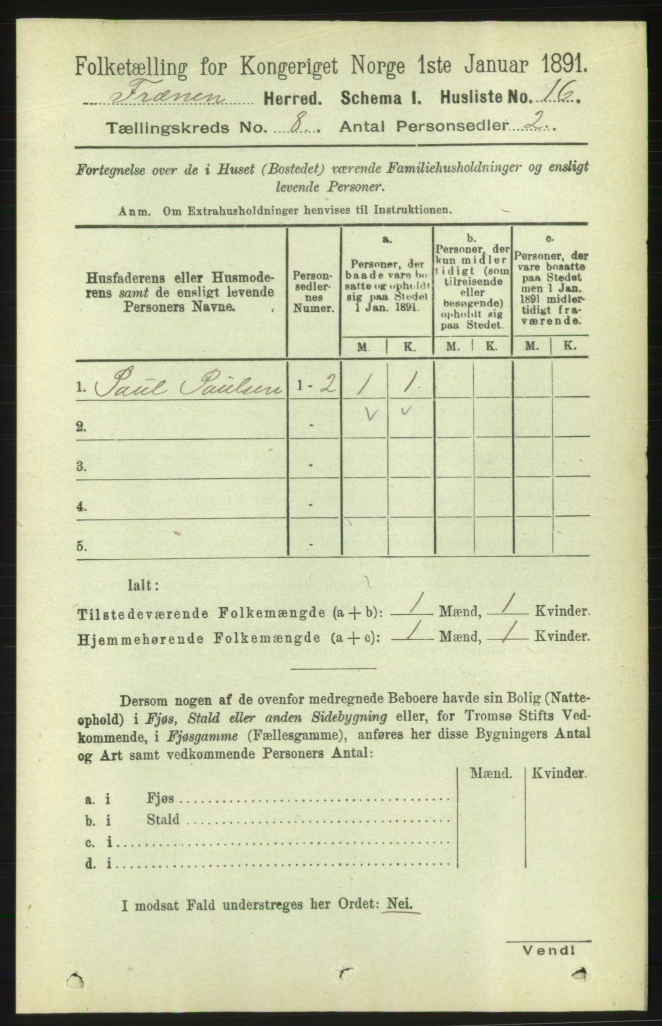 RA, 1891 census for 1548 Fræna, 1891, p. 2625