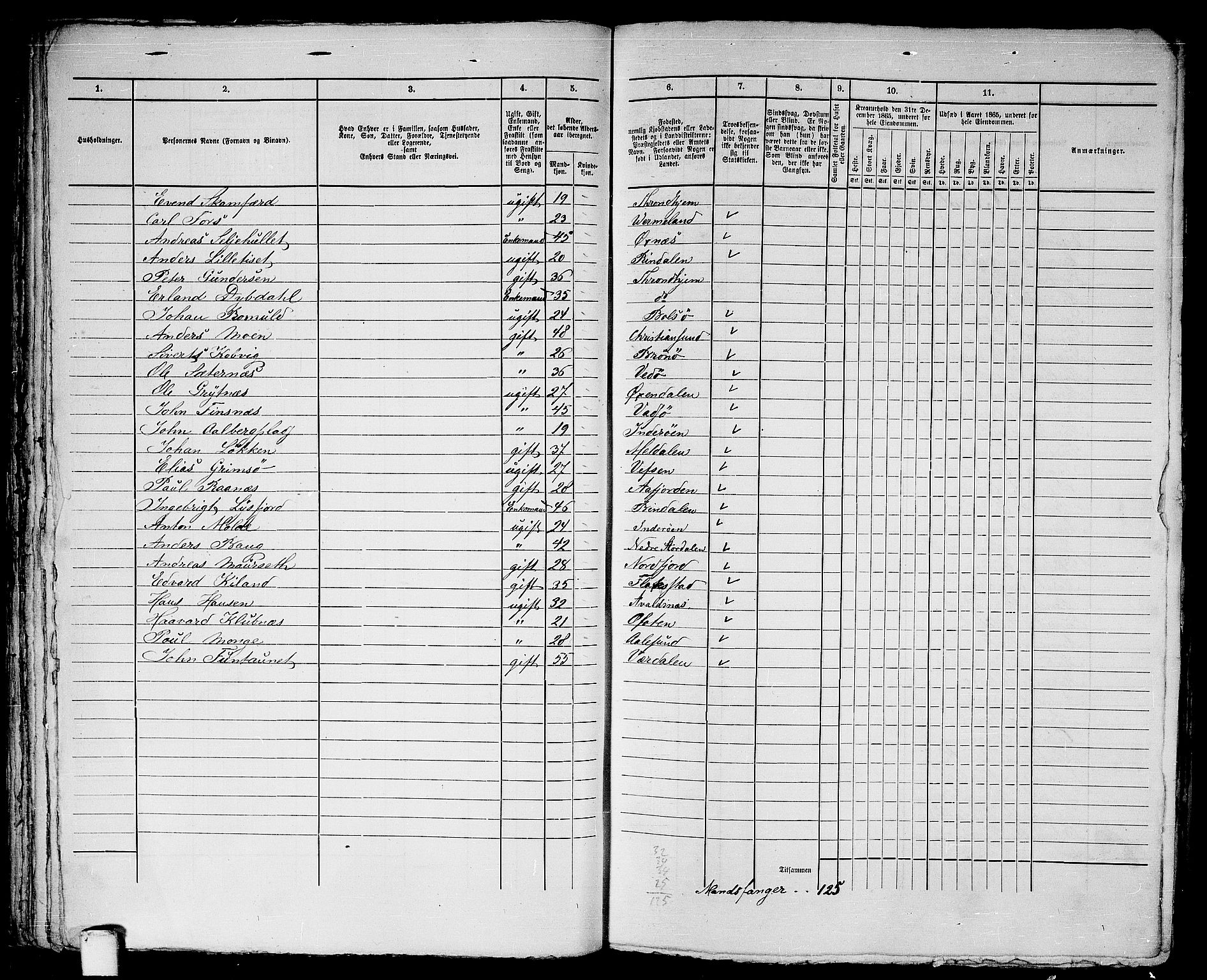 RA, 1865 census for Trondheim, 1865, p. 1613