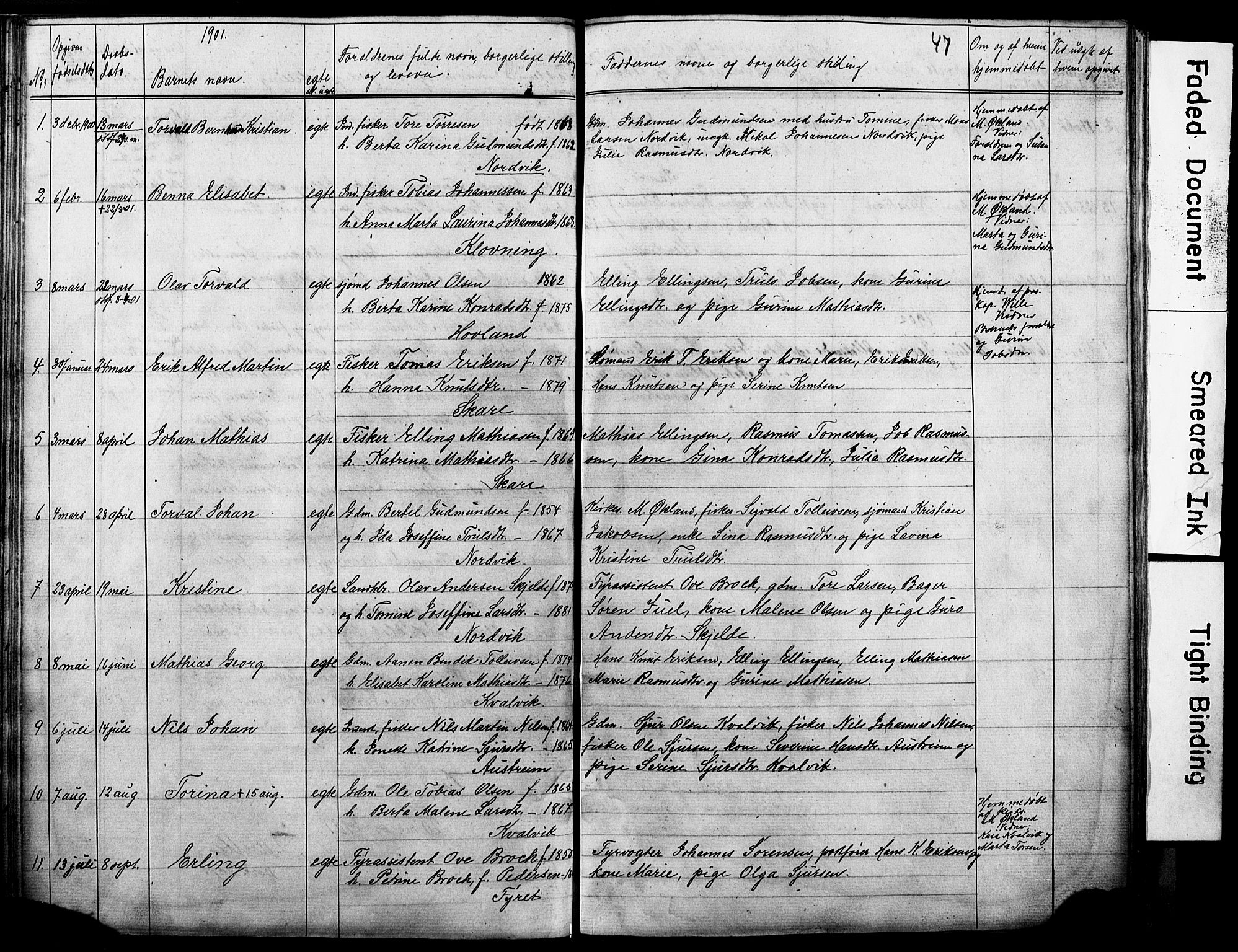 Torvastad sokneprestkontor, SAST/A -101857/H/Ha/Hab/L0005: Parish register (copy) no. B 5, 1857-1908, p. 47