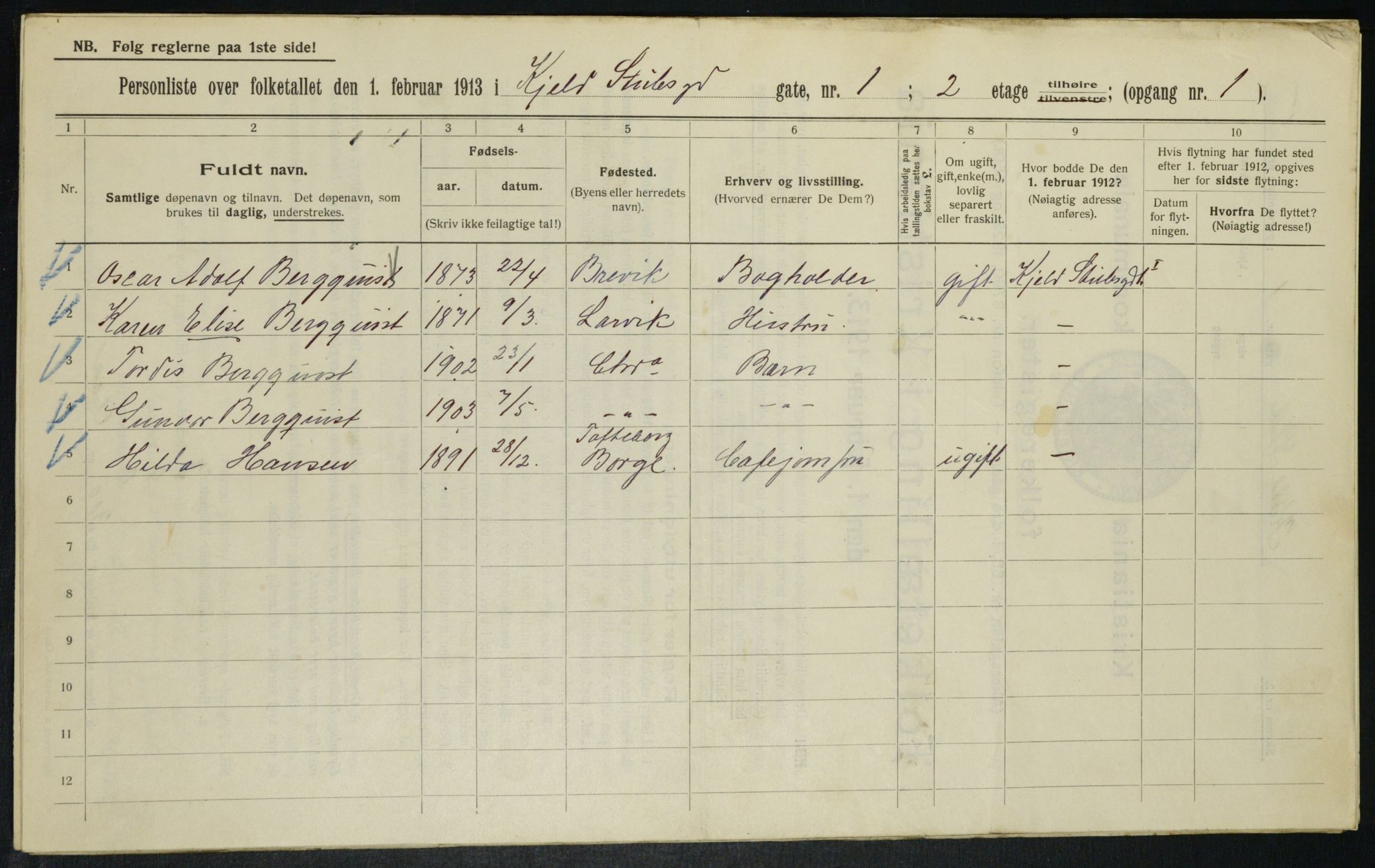 OBA, Municipal Census 1913 for Kristiania, 1913, p. 51209