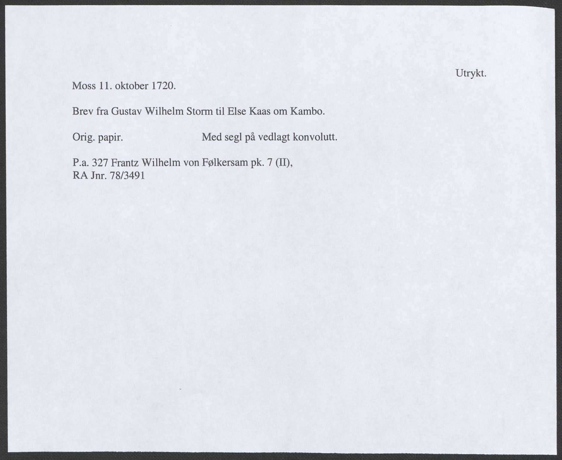 Riksarkivets diplomsamling, RA/EA-5965/F12/L0005: Pk. 7 (II), 1613-1721, p. 248