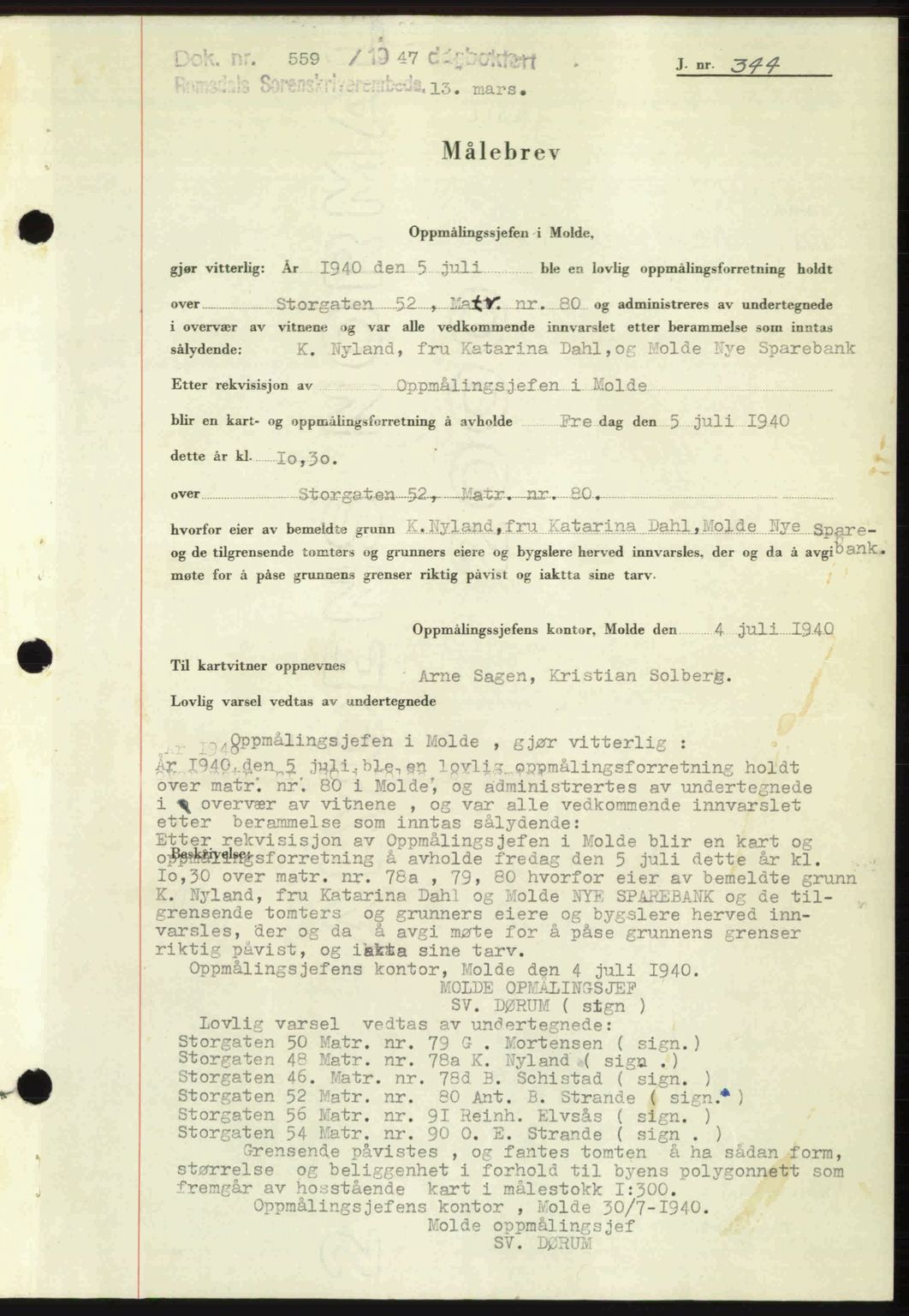 Romsdal sorenskriveri, SAT/A-4149/1/2/2C: Mortgage book no. A22, 1947-1947, Diary no: : 559/1947