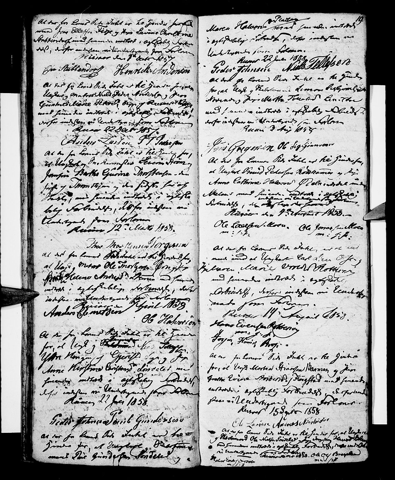 Risør sokneprestkontor, SAK/1111-0035/F/Fb/L0003: Parish register (copy) no. B 3 /1, 1812-1874, p. 19