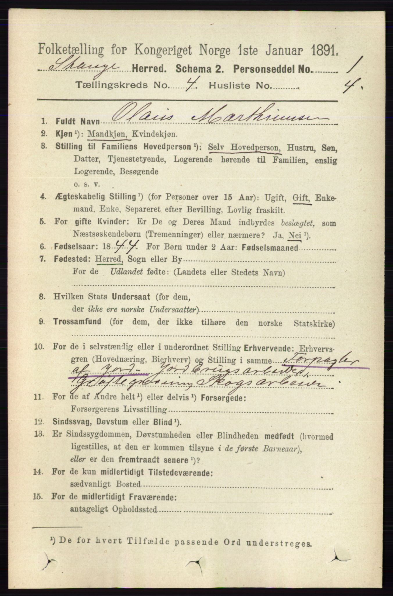 RA, 1891 census for 0417 Stange, 1891, p. 2361