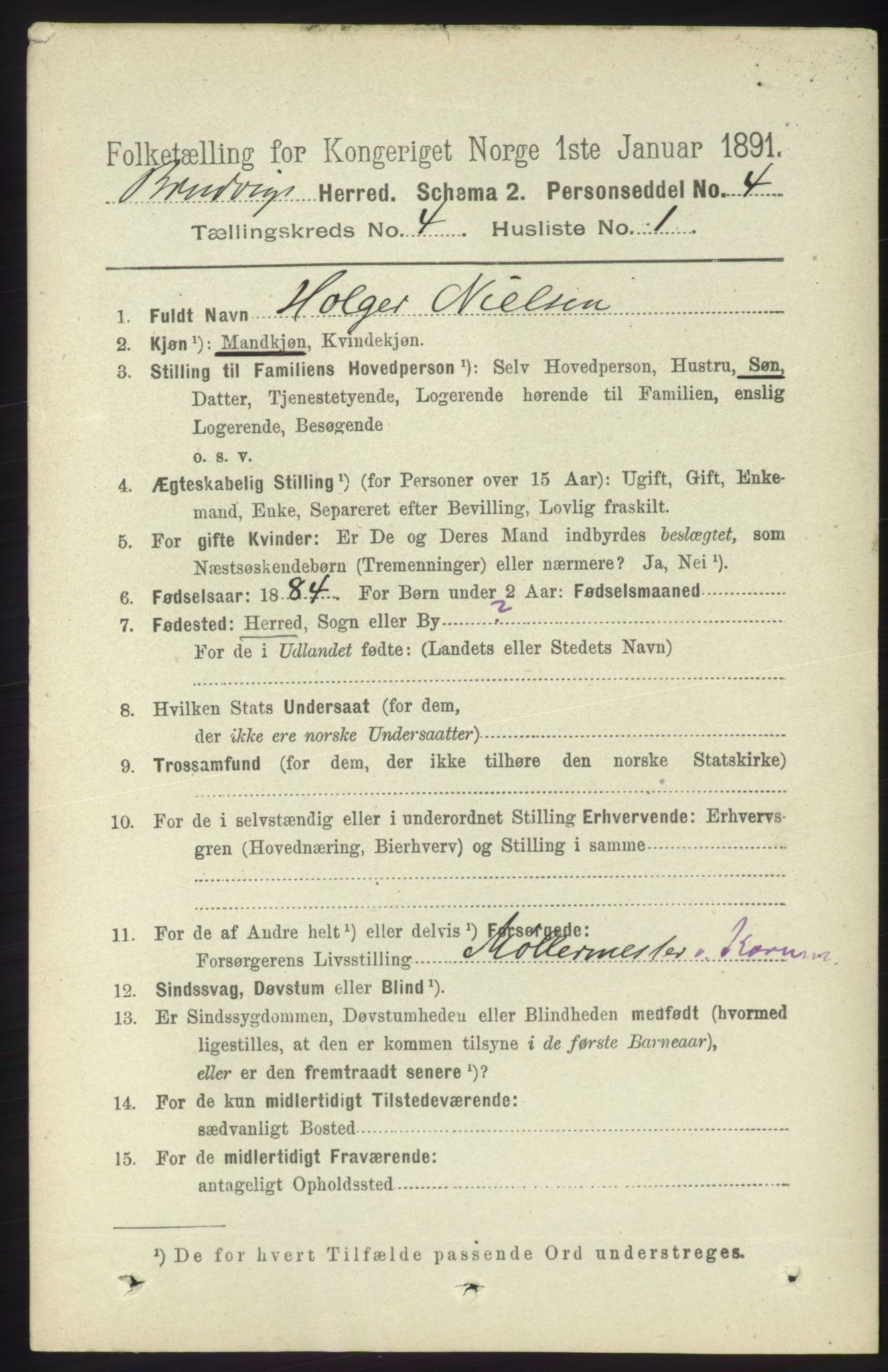 RA, 1891 census for 1251 Bruvik, 1891, p. 1005