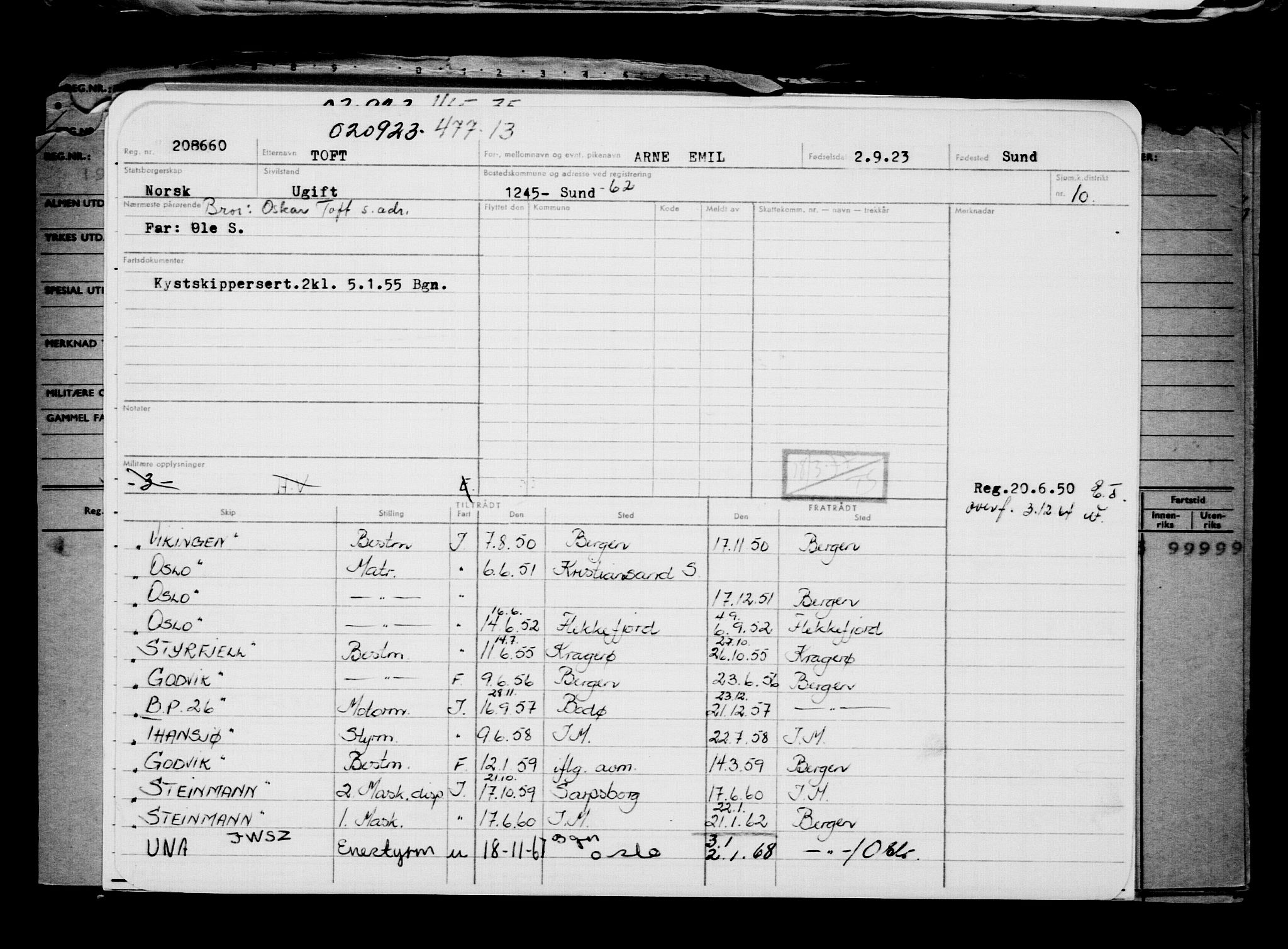 Direktoratet for sjømenn, AV/RA-S-3545/G/Gb/L0222: Hovedkort, 1923, p. 497