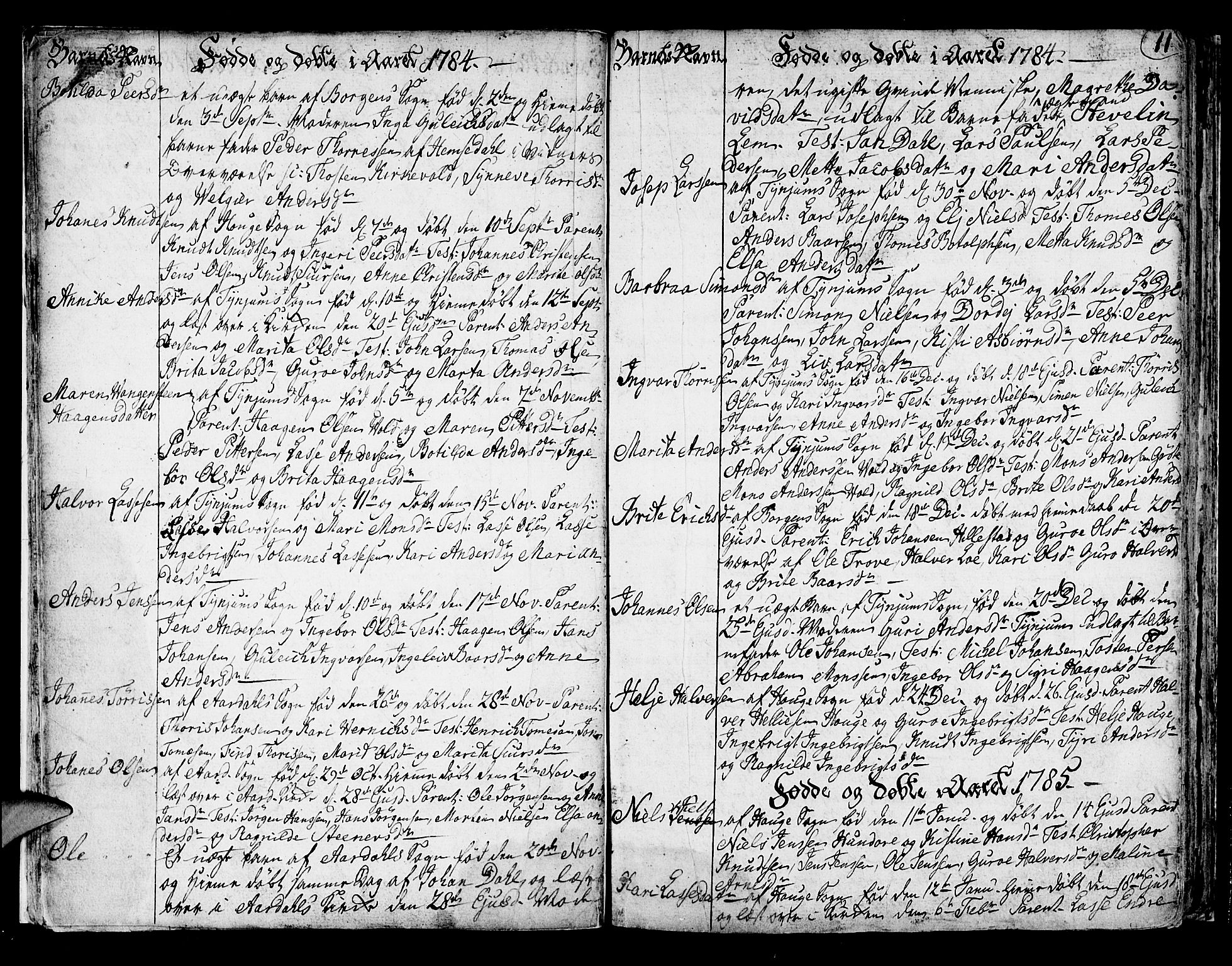Lærdal sokneprestembete, SAB/A-81201: Parish register (official) no. A 3, 1783-1804, p. 11